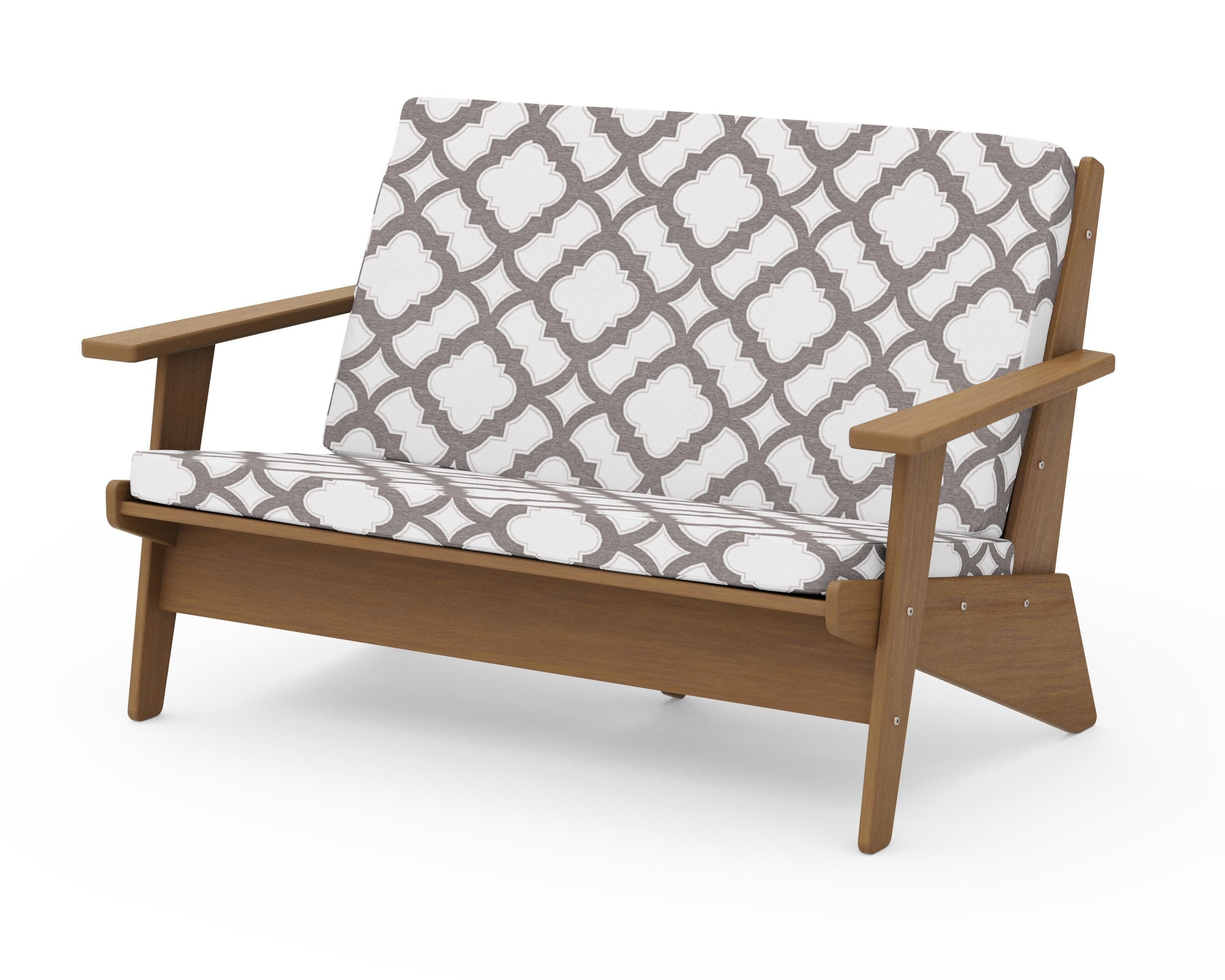 Riviera Modern Lounge Loveseat in Natural / Trellis Grey Mist