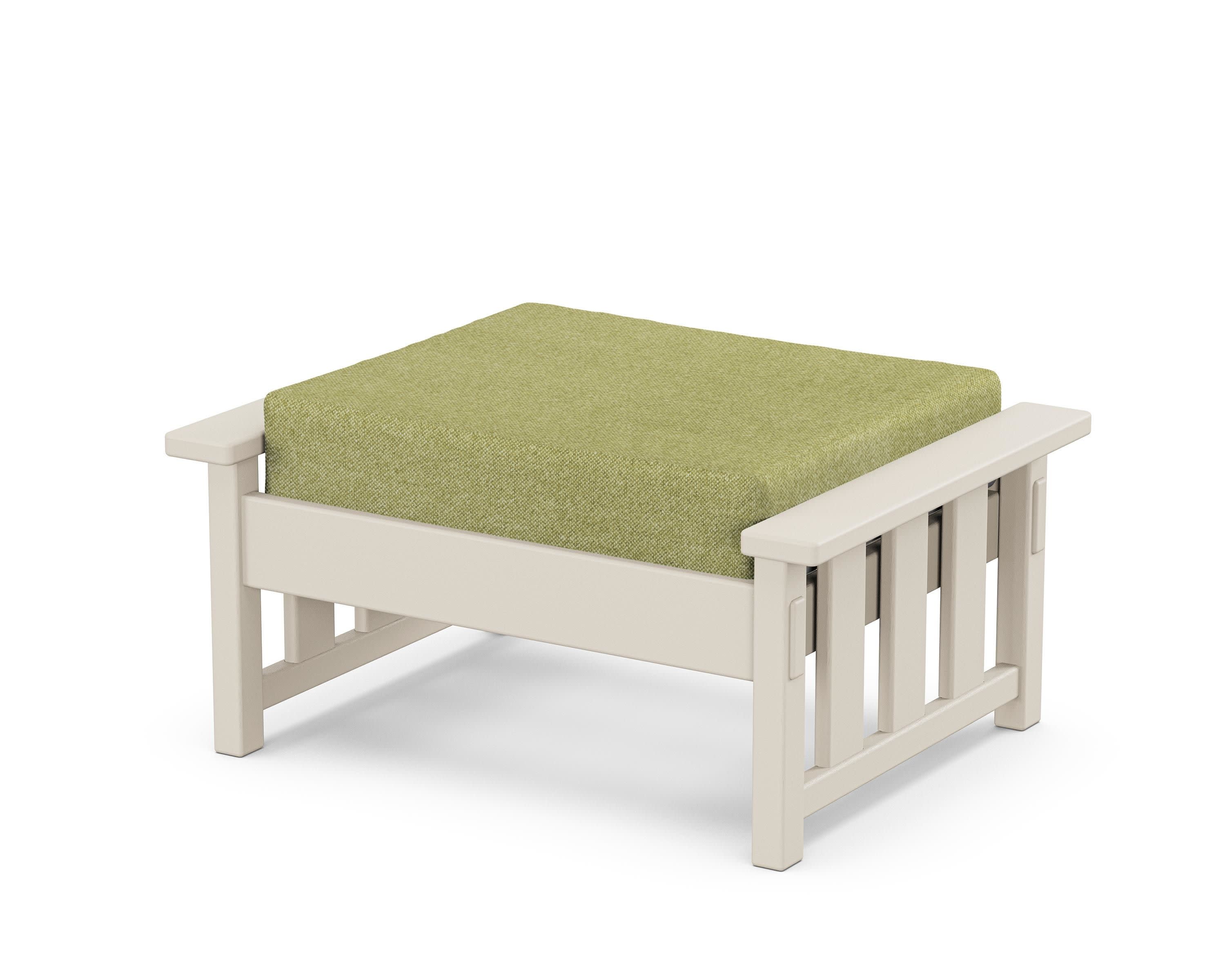 Acadia Deep Seating Ottoman in Sand / Chartreuse Boucle