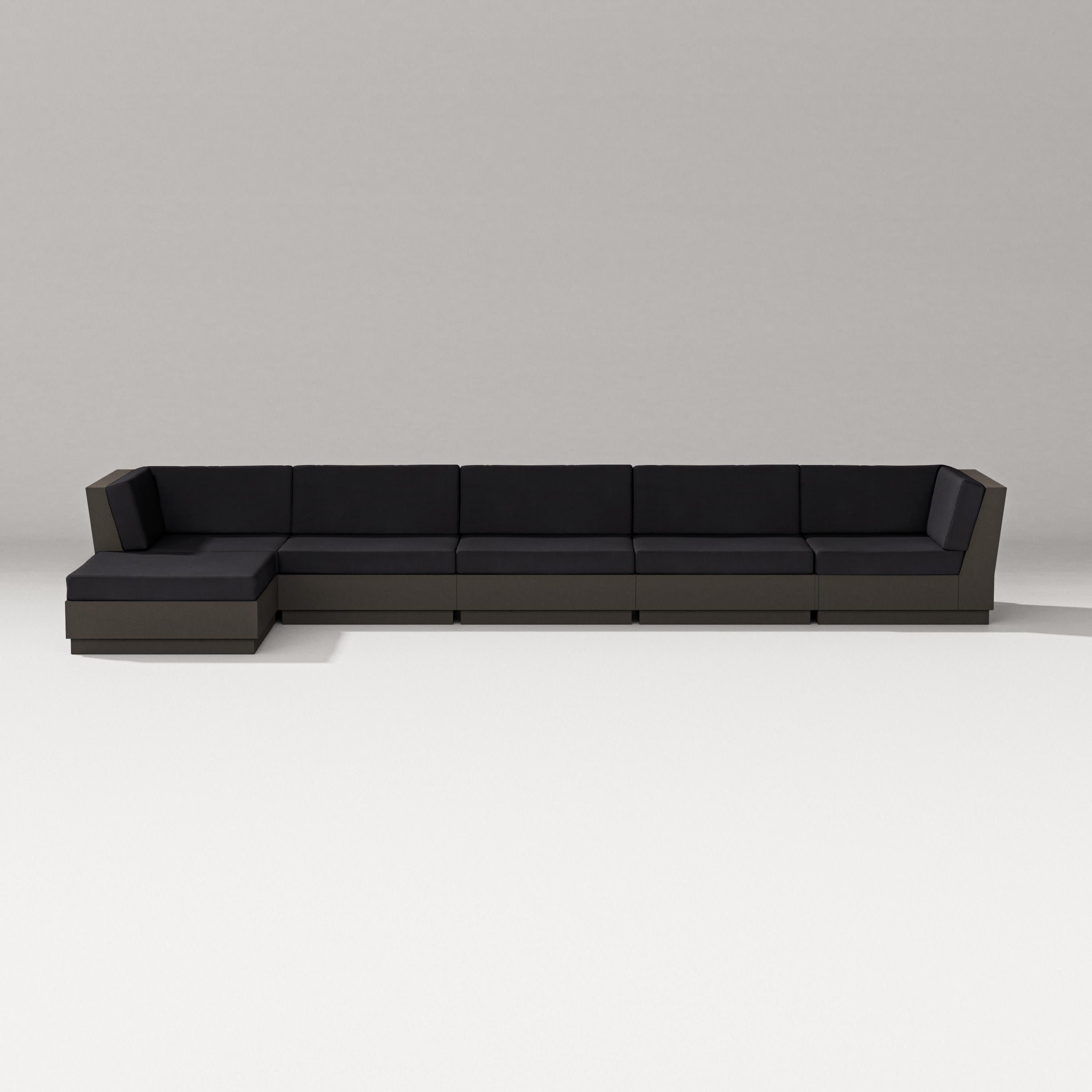Elevate 6-Piece Chaise Sectional in Vintage Coffee / Midnight Linen
