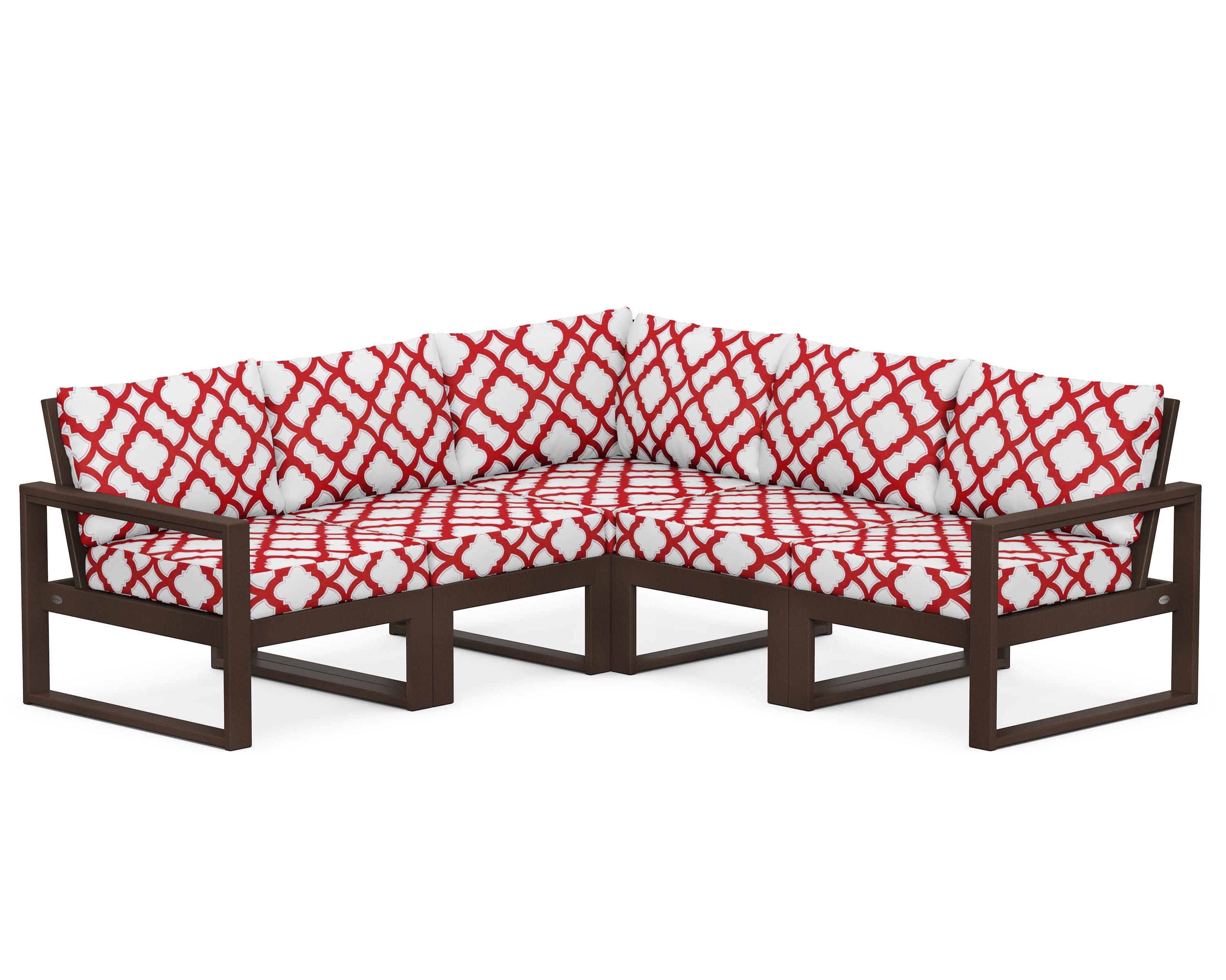 EDGE 5-Piece Modular Deep Seating Set in Mahogany / Trellis Crimson