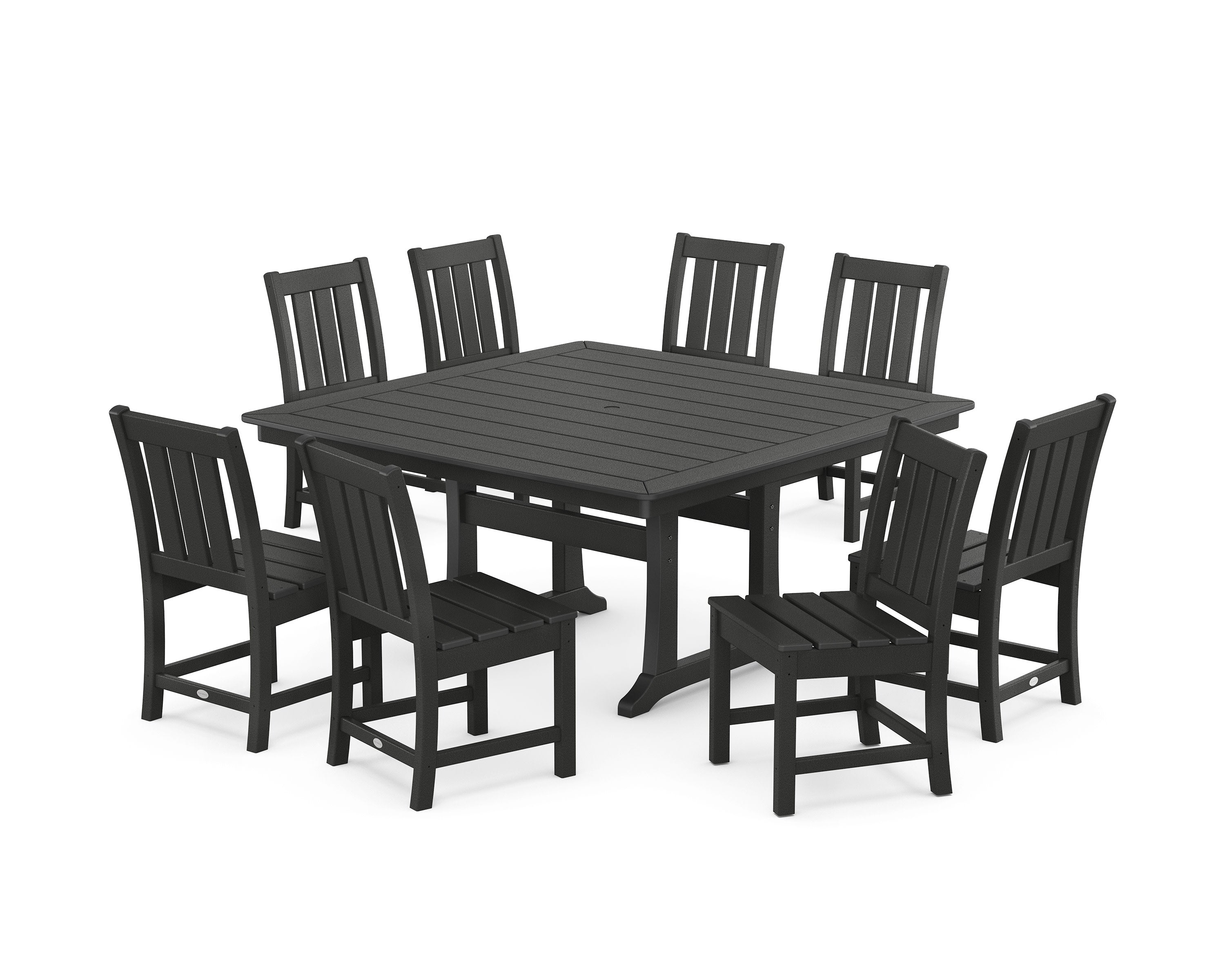 Oxford Side Chair 9-Piece Square Dining Set with Trestle Legs in Black