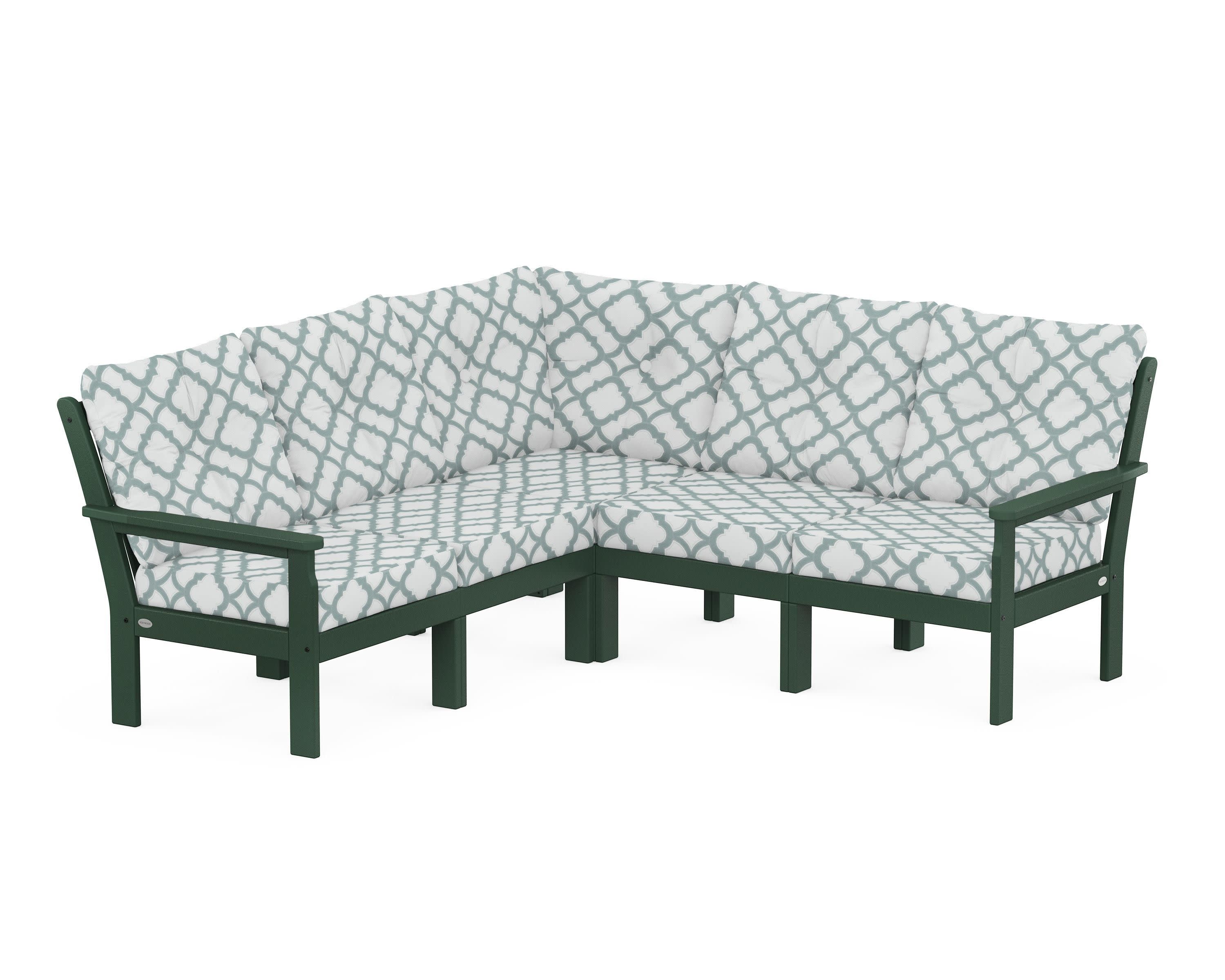 Vineyard 5-Piece Sectional in Green / Trellis Glacier Spa