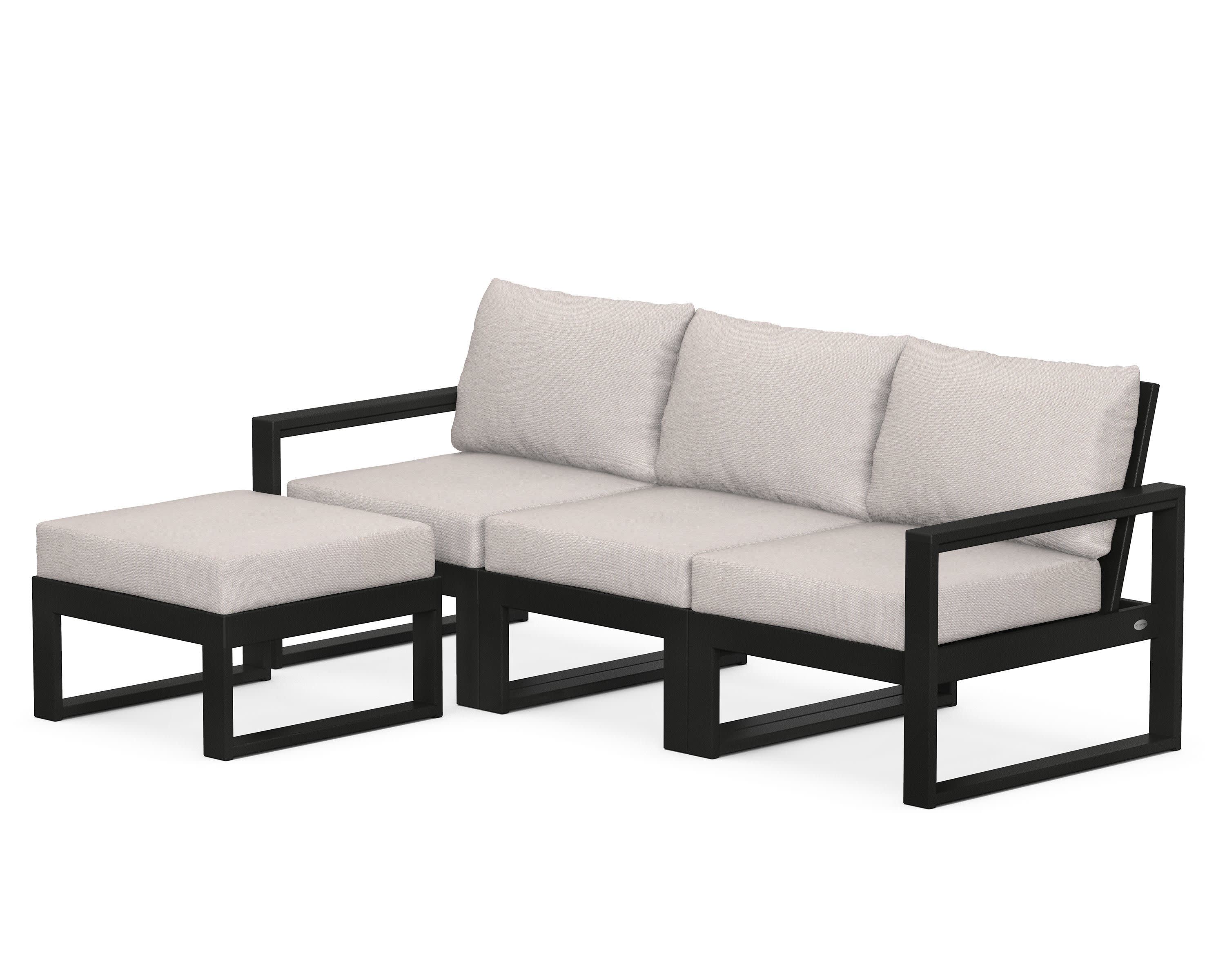 EDGE 4-Piece Modular Deep Seating Set with Ottoman in Black / Dune Burlap