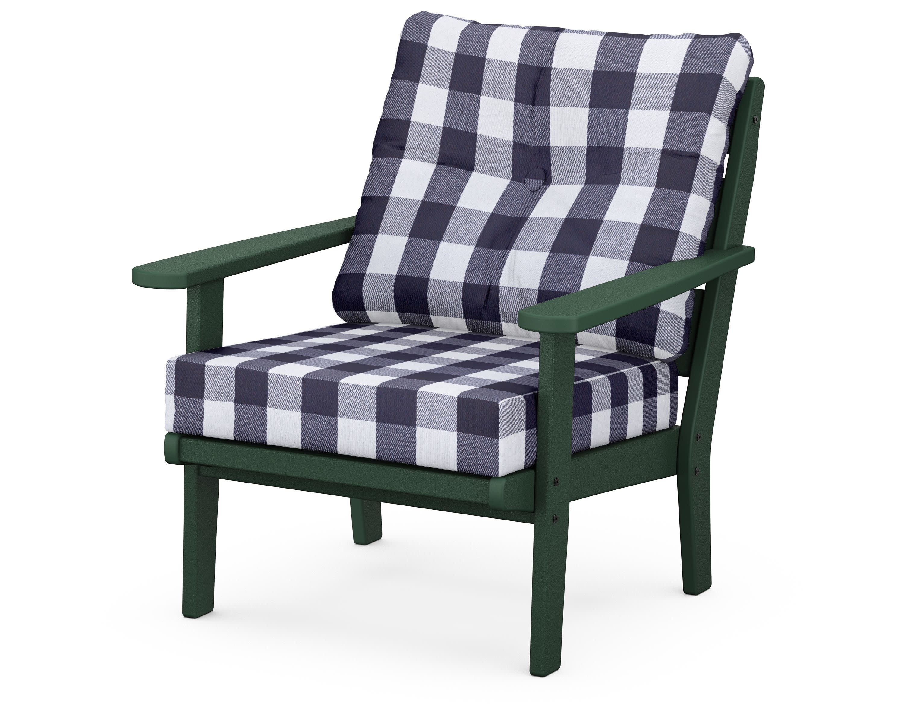 Lakeside Deep Seating Chair in Green / Buffalo Plaid Navy