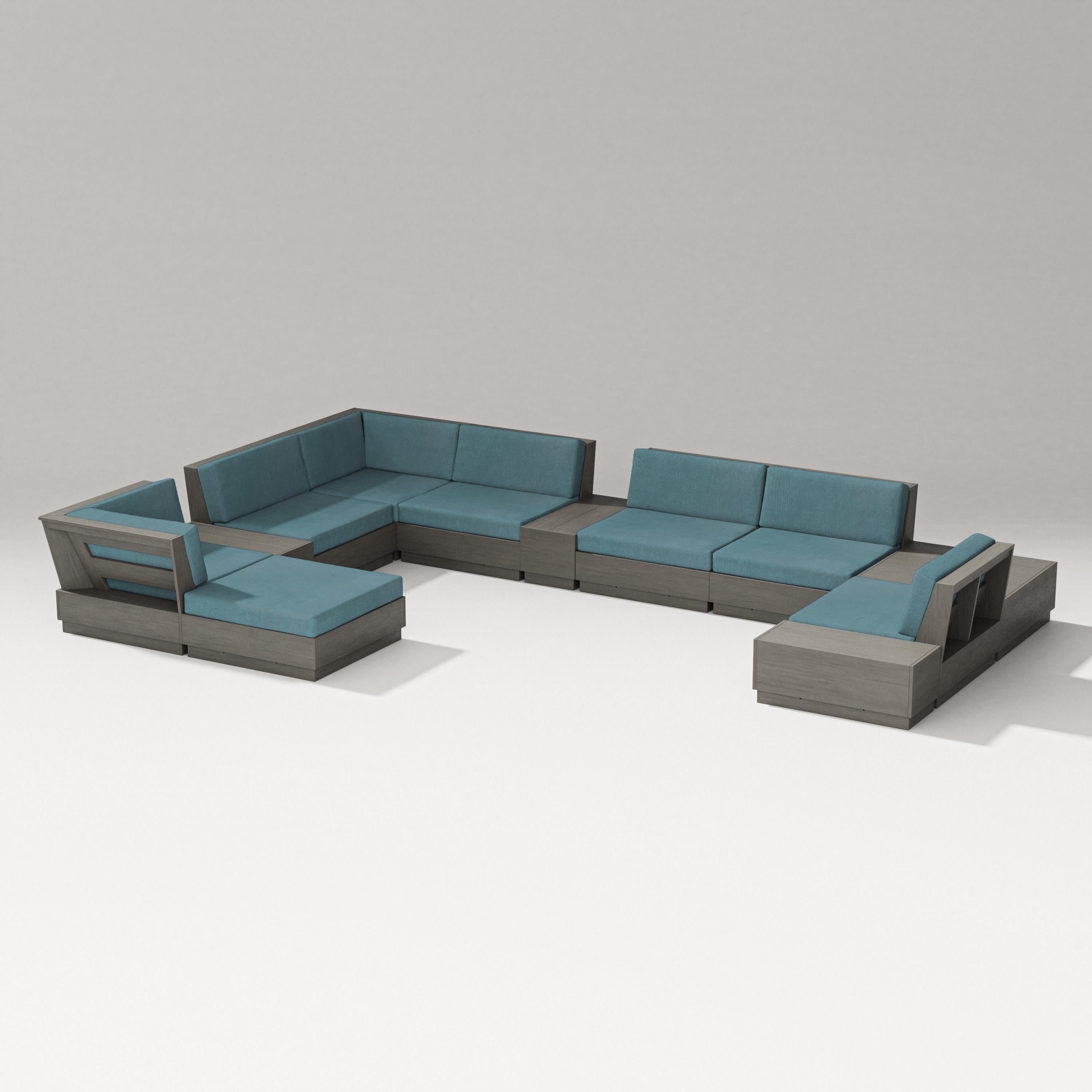 Elevate 12-Piece Conversation Sectional Set in Driftwood / Ocean Teal