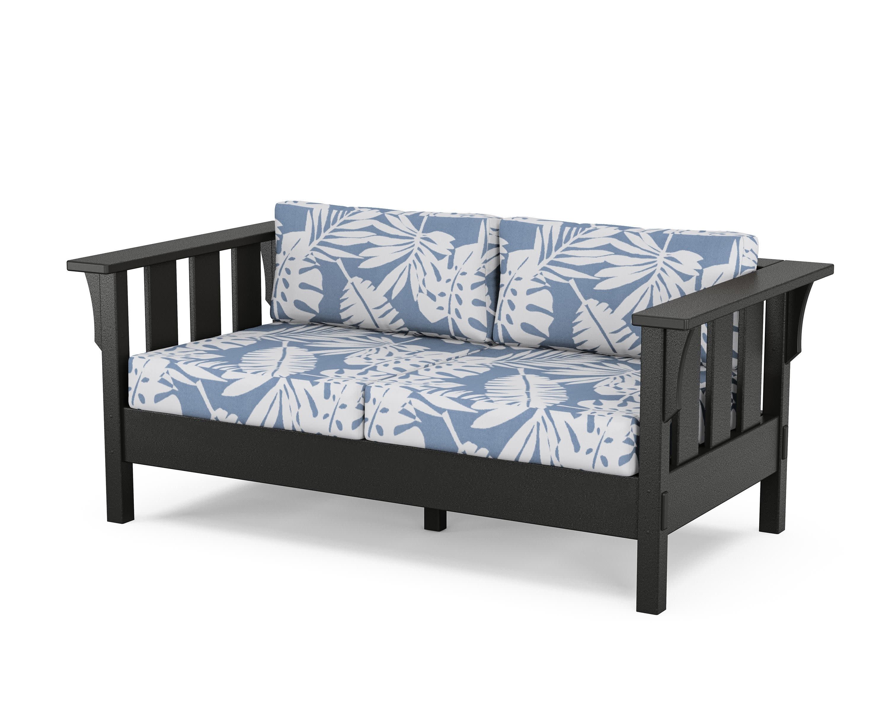 Acadia Deep Seating Loveseat in Black / Leaf Sky Blue