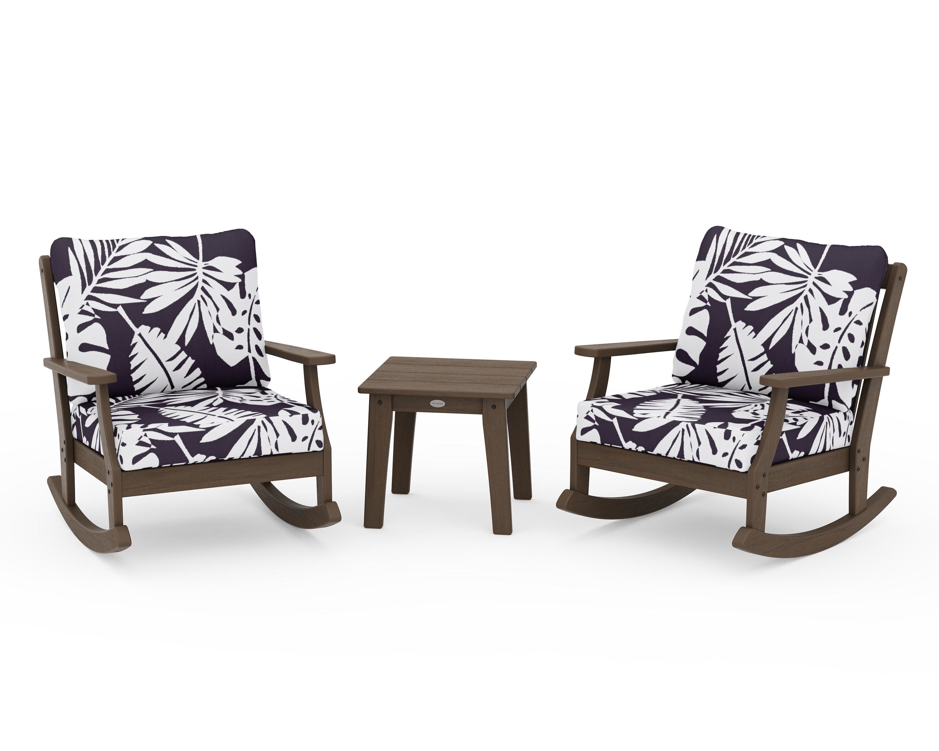 Braxton 3-Piece Deep Seating Rocker Set in Kona / Leaf Navy