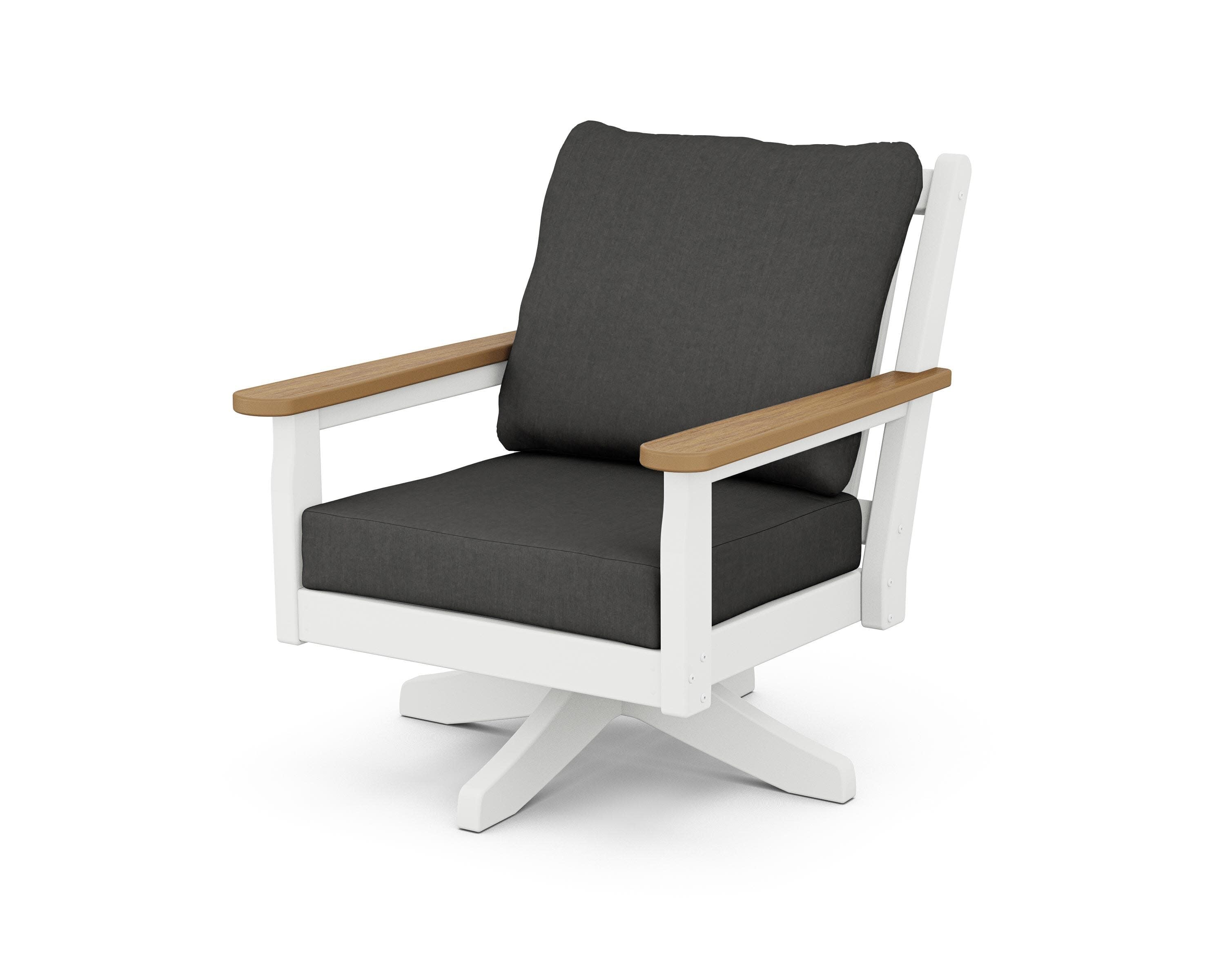 Chippendale Deep Seating Swivel Chair in White / Natural / Spectrum Carbon