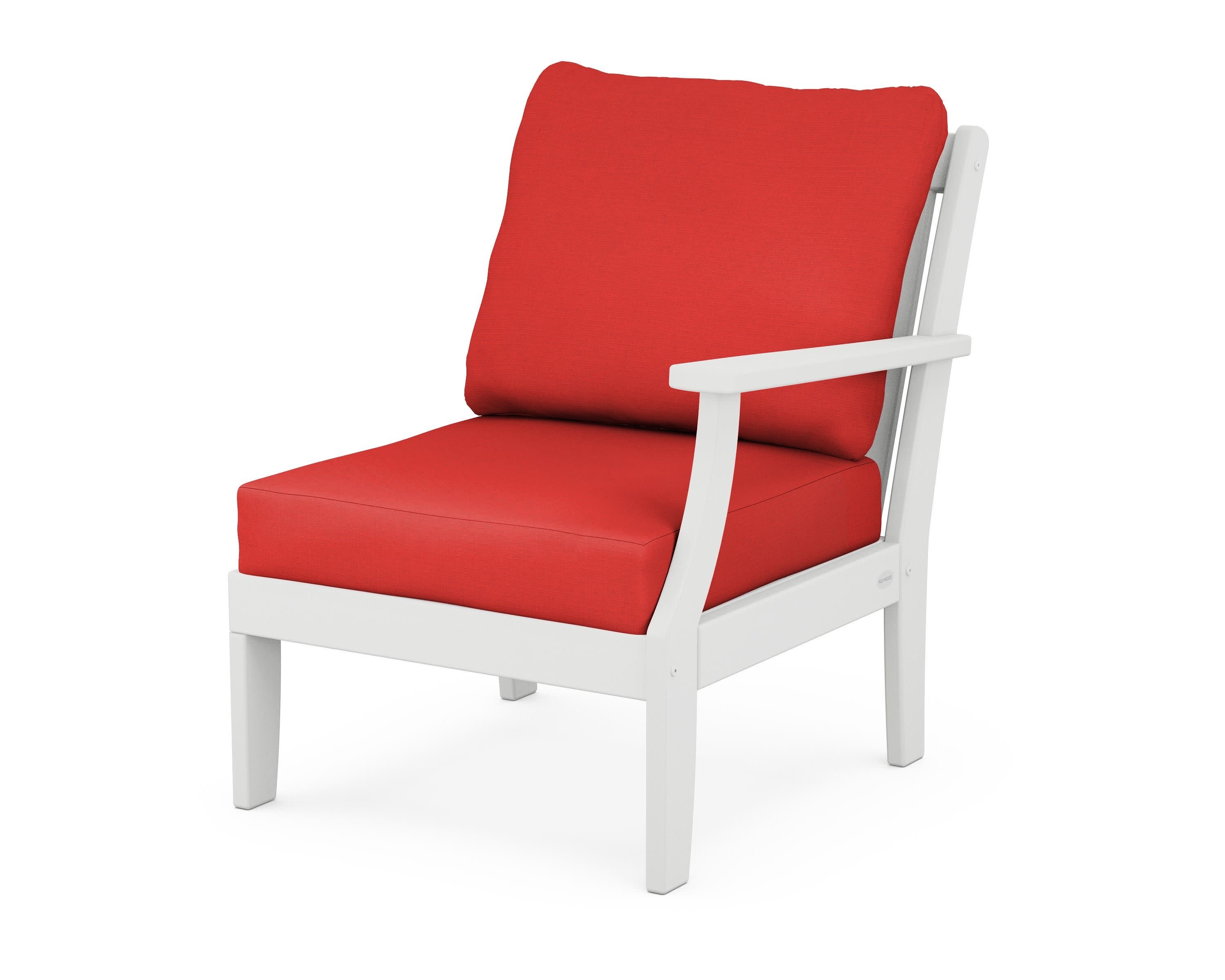 Braxton Modular Right Arm Chair in White / Crimson Linen