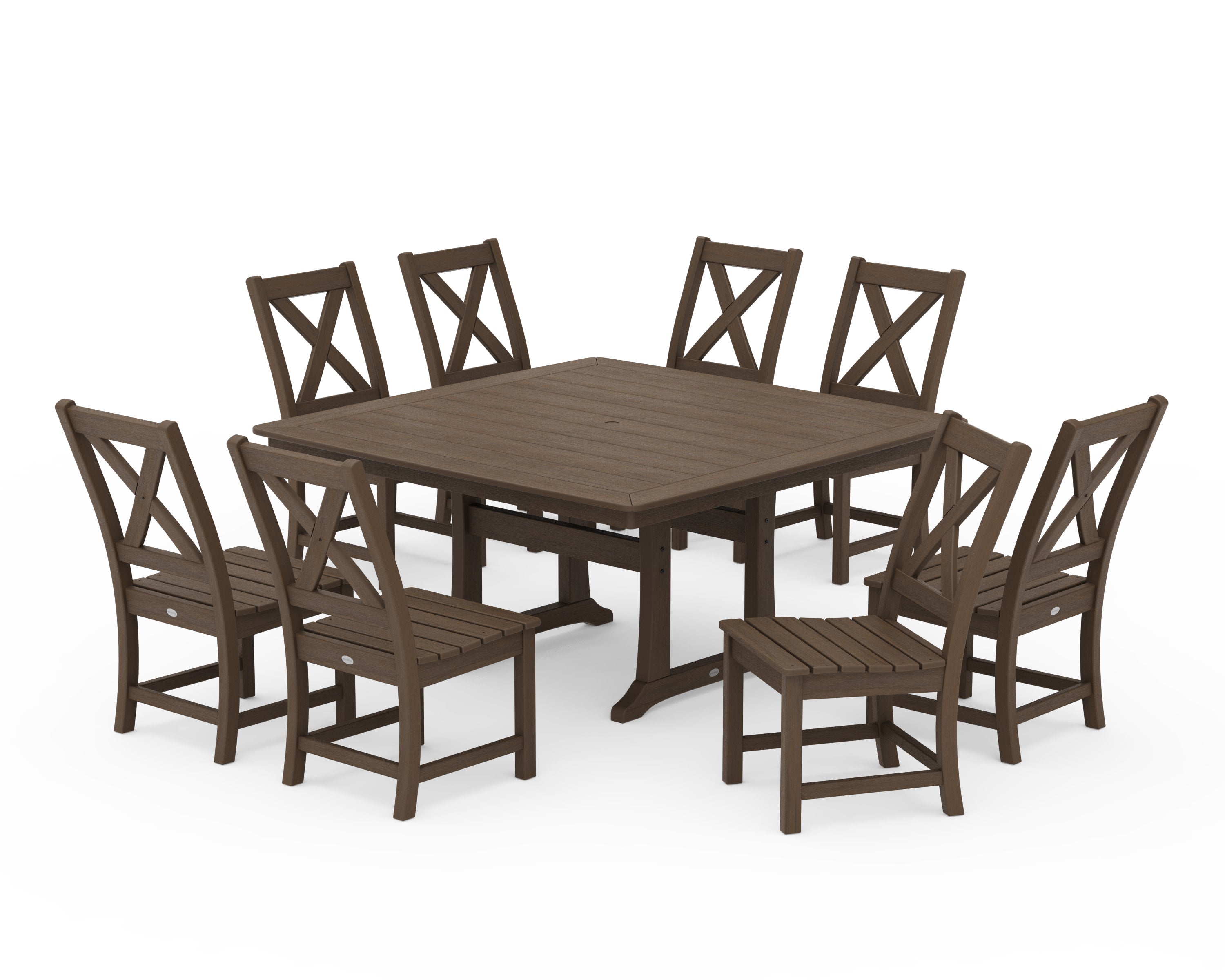 Braxton 9-Piece Nautical Trestle Dining Set in Kona