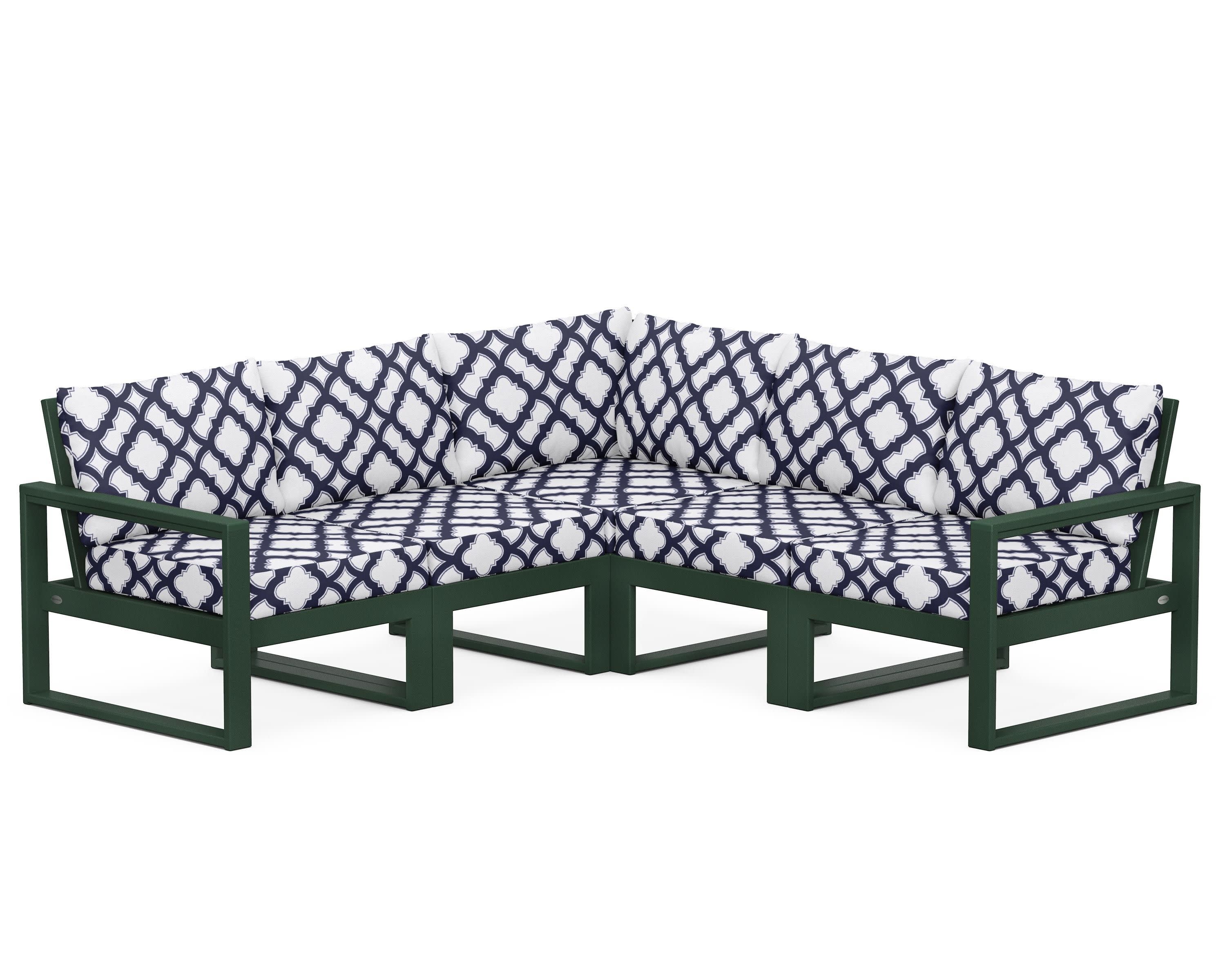 EDGE 5-Piece Modular Deep Seating Set in Green / Trellis Navy
