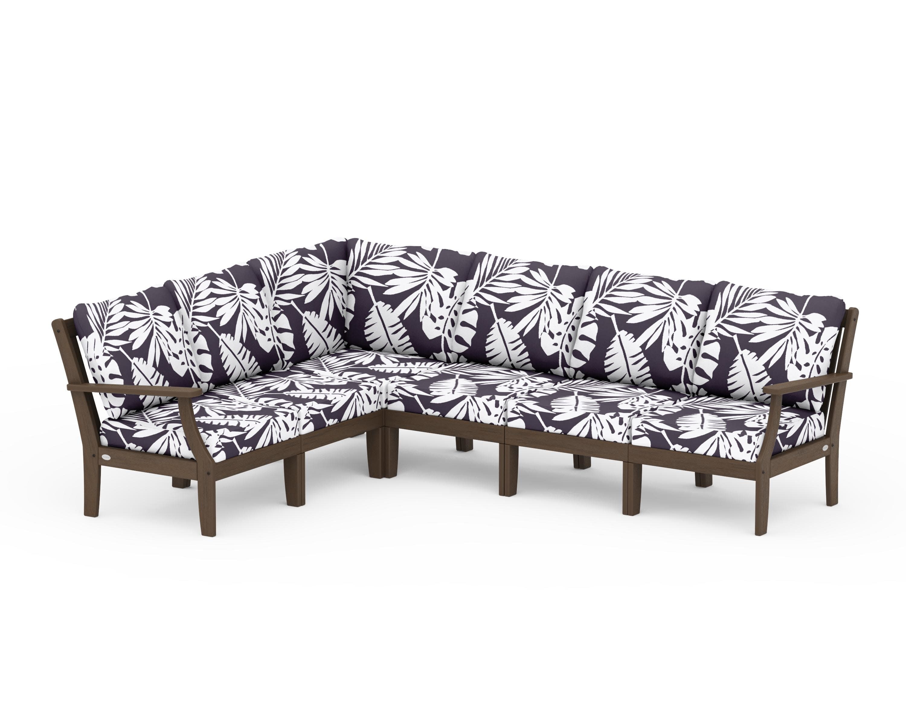 Braxton Modular 6-Piece Deep Seating Set in Kona / Leaf Navy