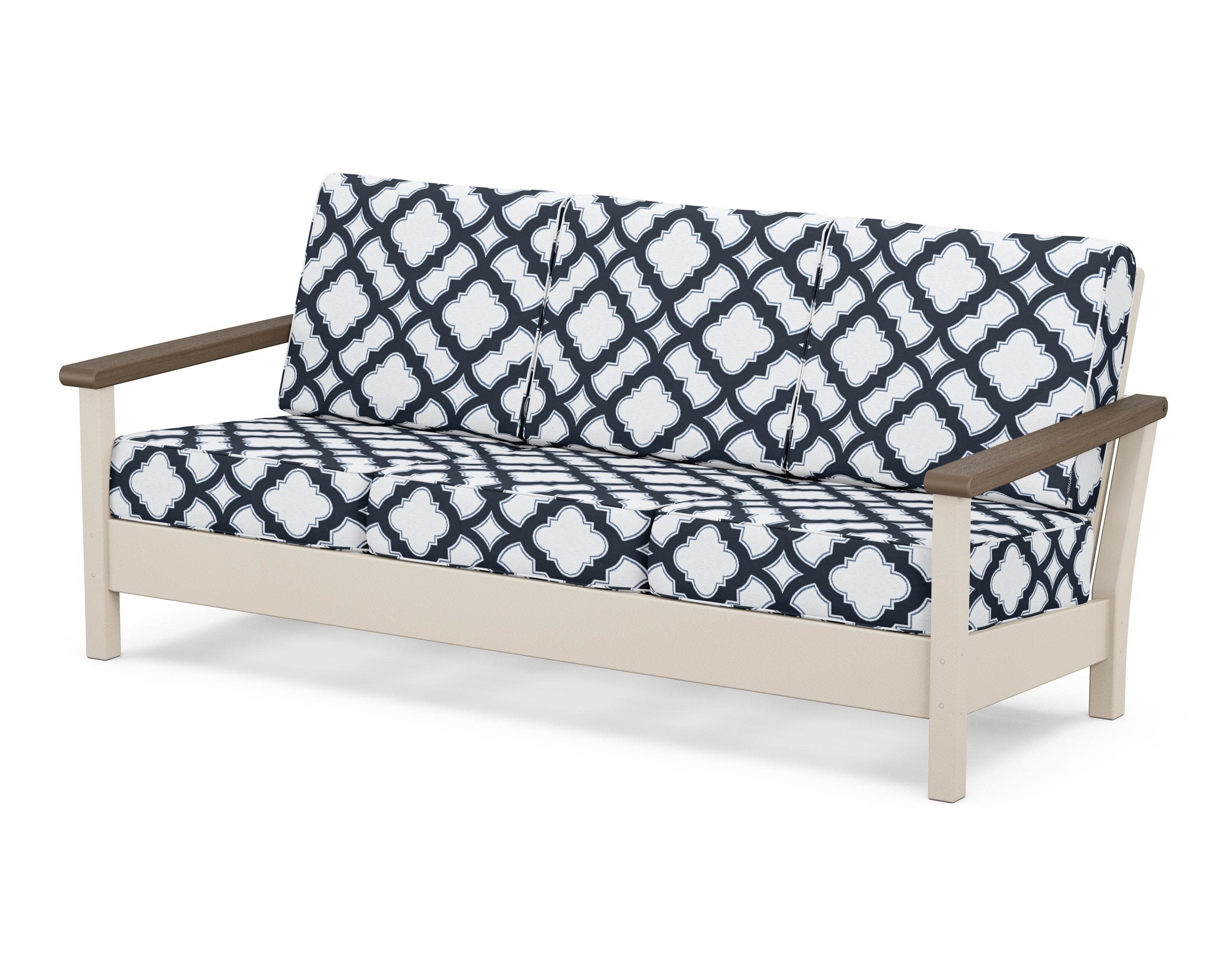 Harbour Deep Seating Sofa in Sand / Kona / Trellis Marine Indigo