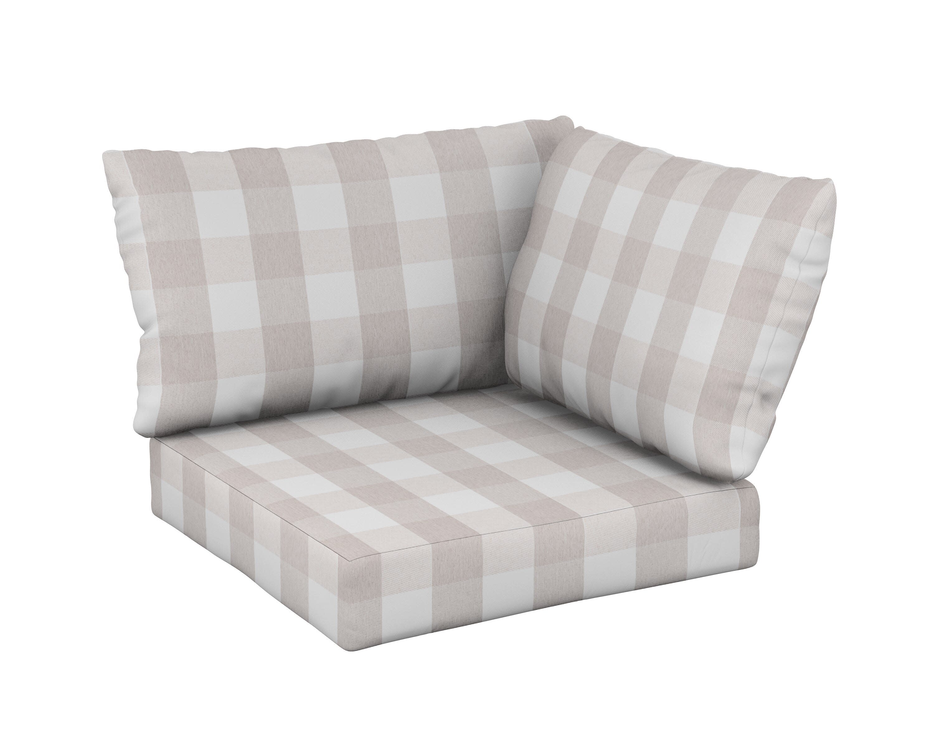 Modular Corner Cushion Set in Buffalo Plaid Dune Burlap