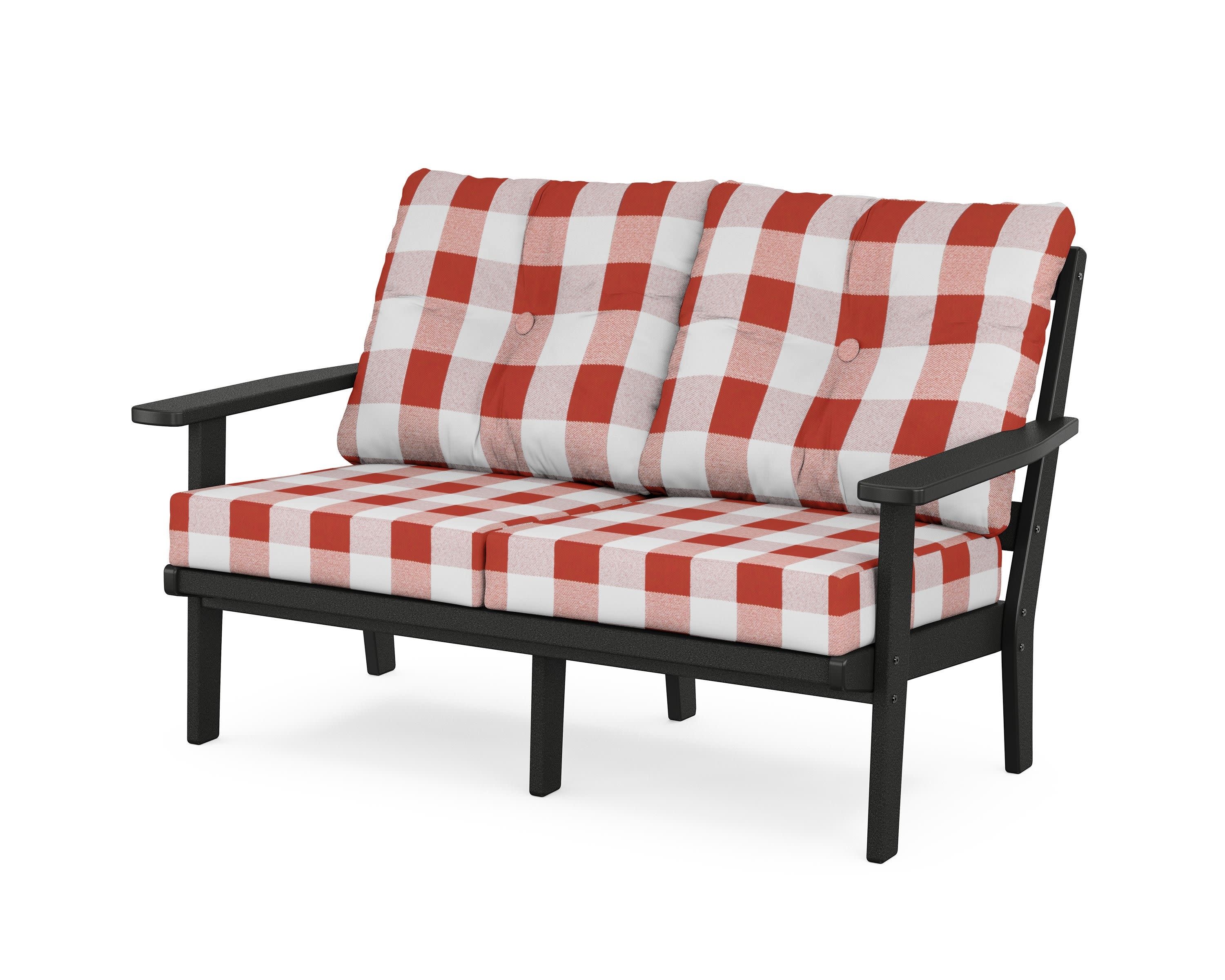 Oxford Deep SeatingLoveseat in Black / Buffalo Plaid Crimson