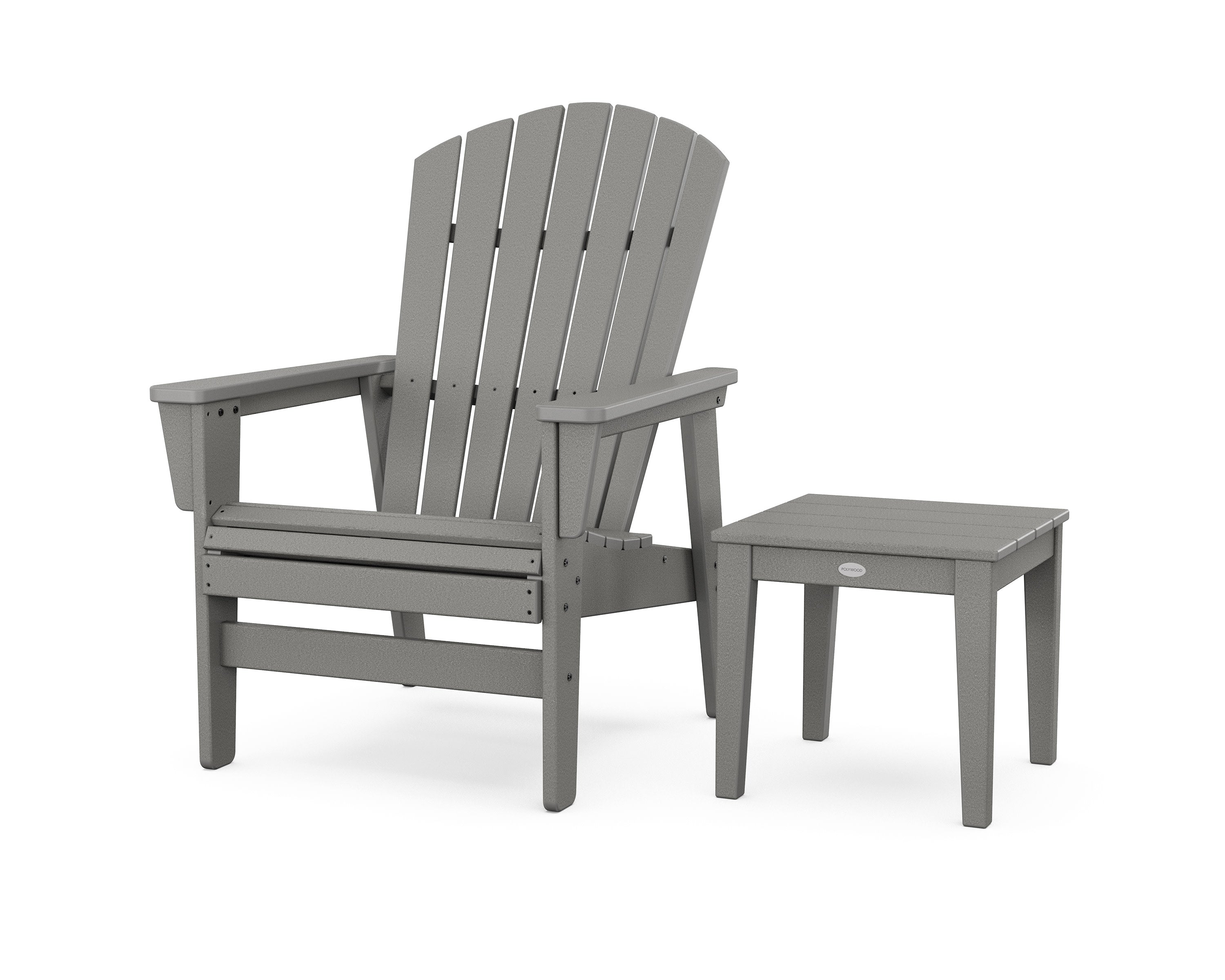 Nautical Grand Upright Adirondack Chair with Side Table in Slate Grey