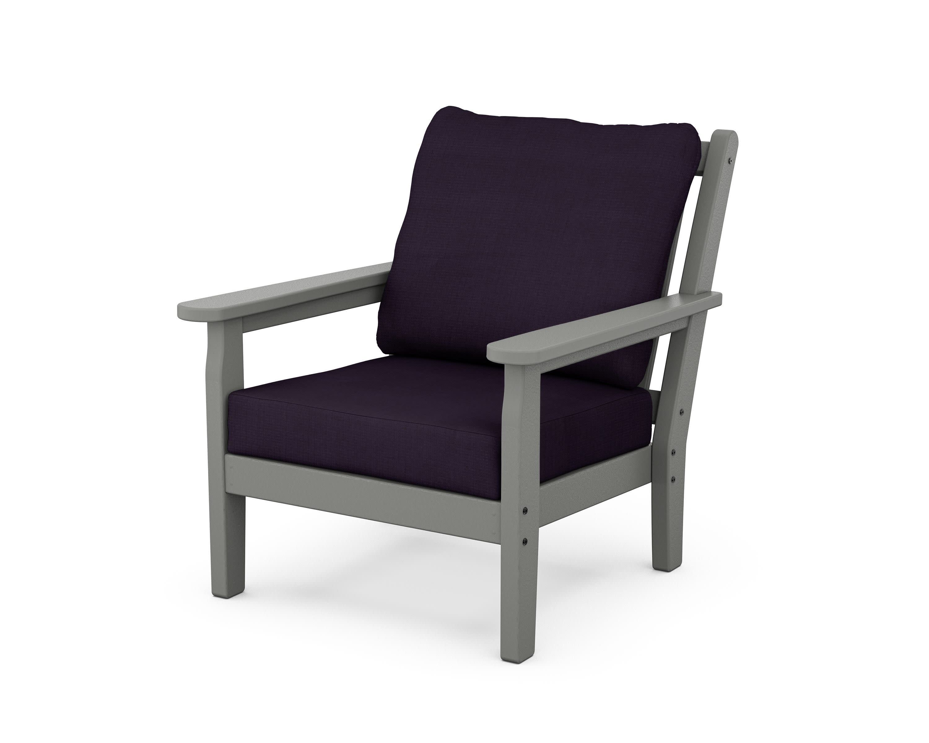 Chippendale Deep Seating Chair in Slate Grey / Navy Linen