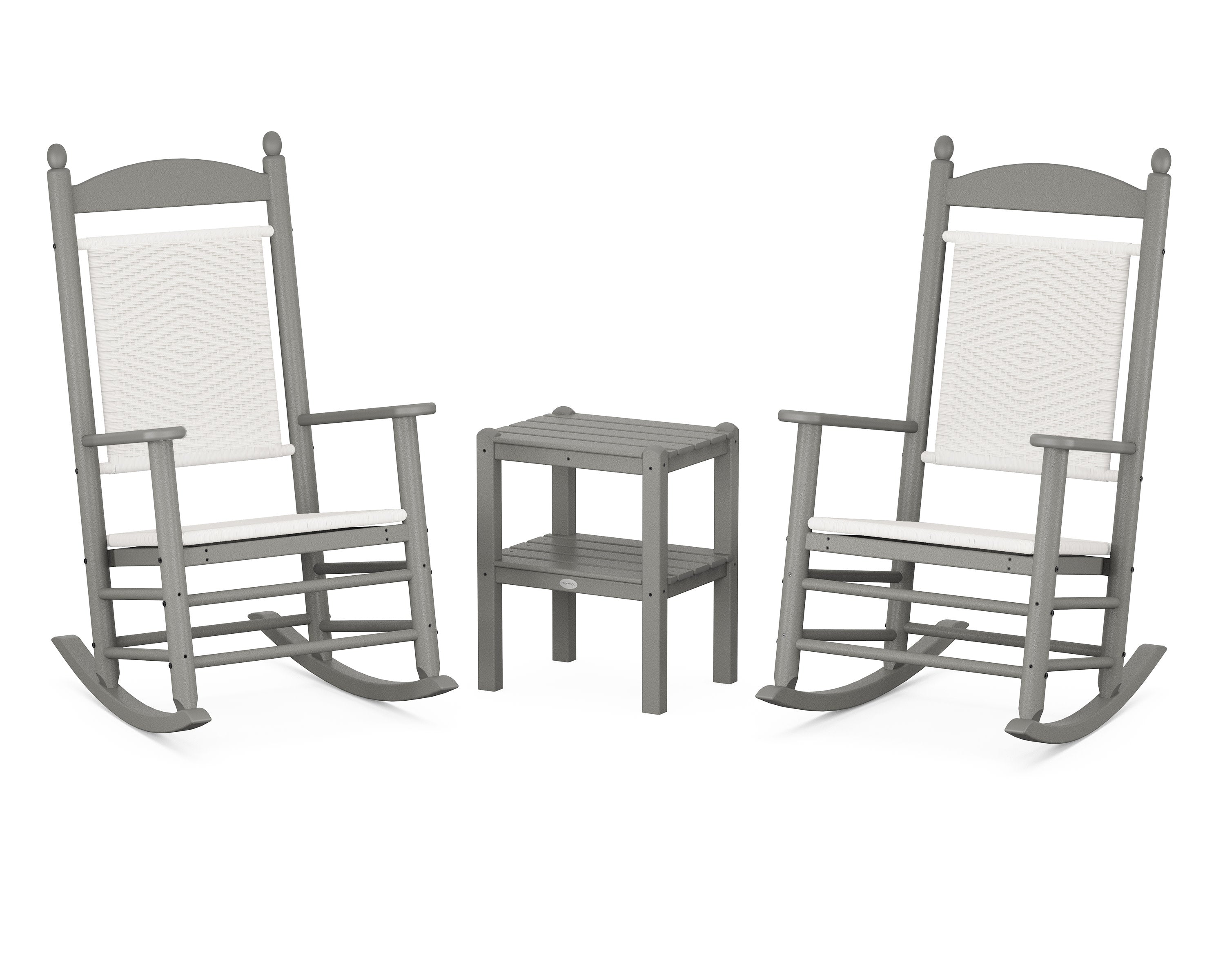 Jefferson 3-Piece Woven Rocker Set in Slate Grey / White Loom