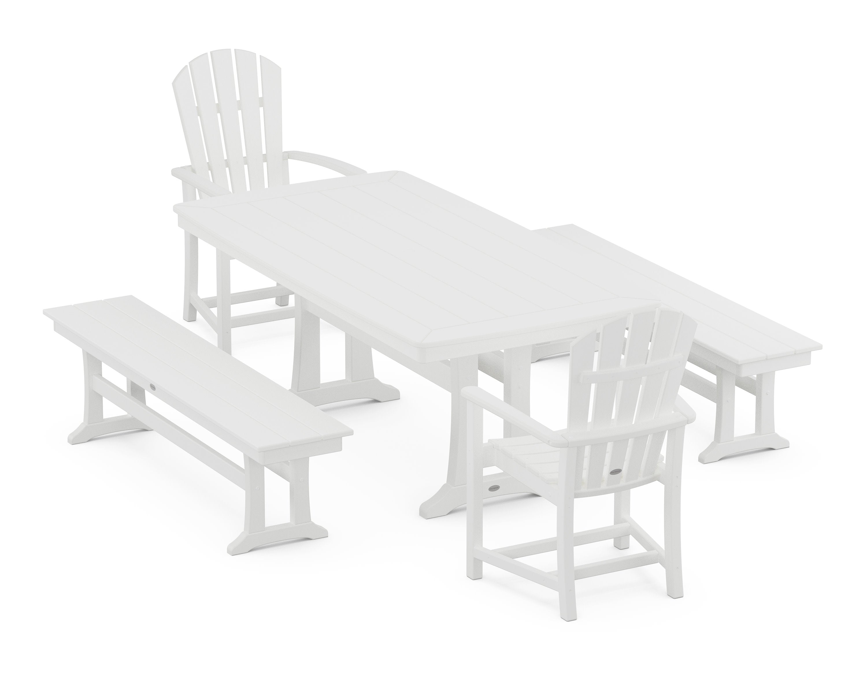 Palm Coast 5-Piece Dining Set with Trestle Legs in White