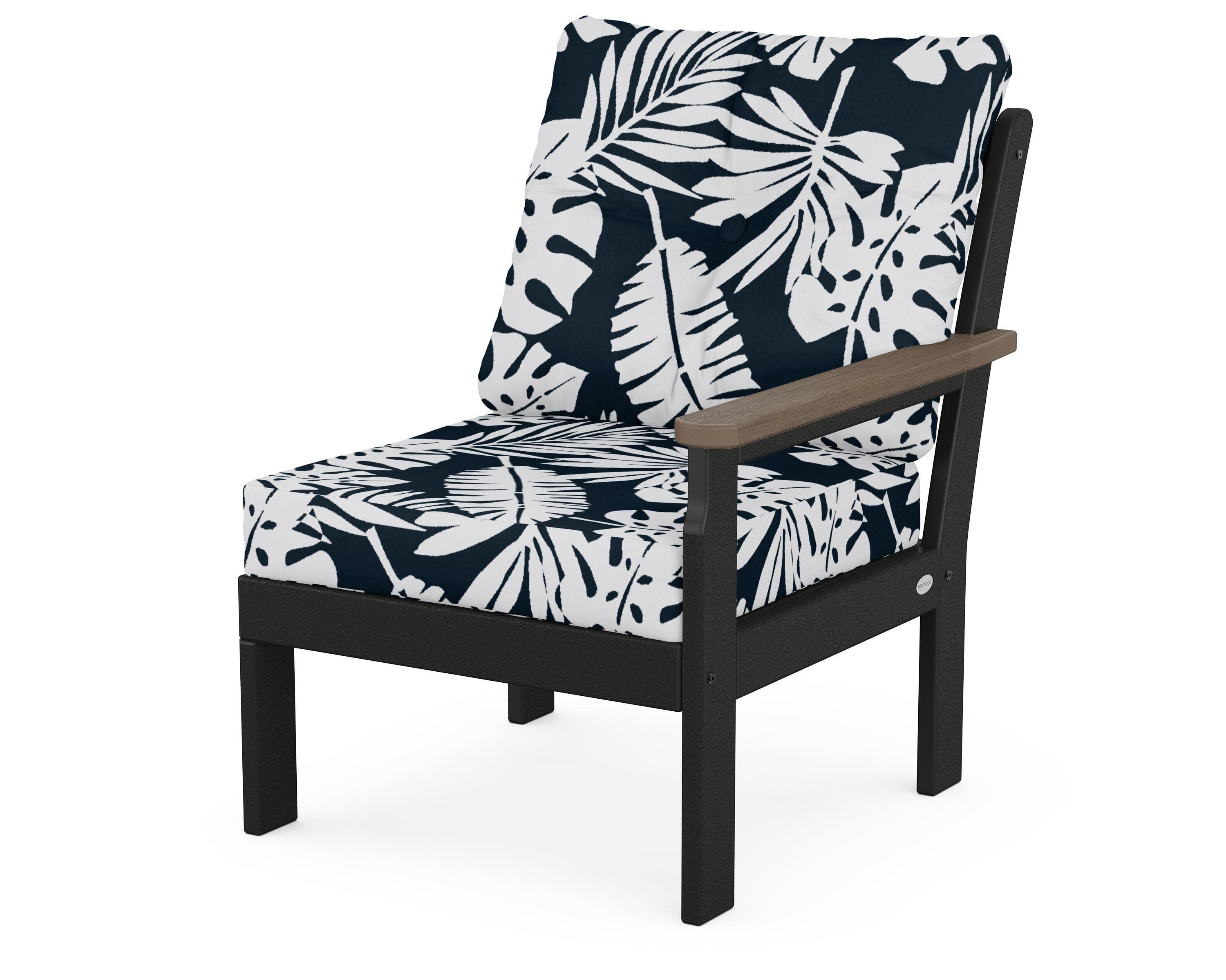 Vineyard Modular Right Arm Chair in Black / Kona / Leaf Marine Indigo