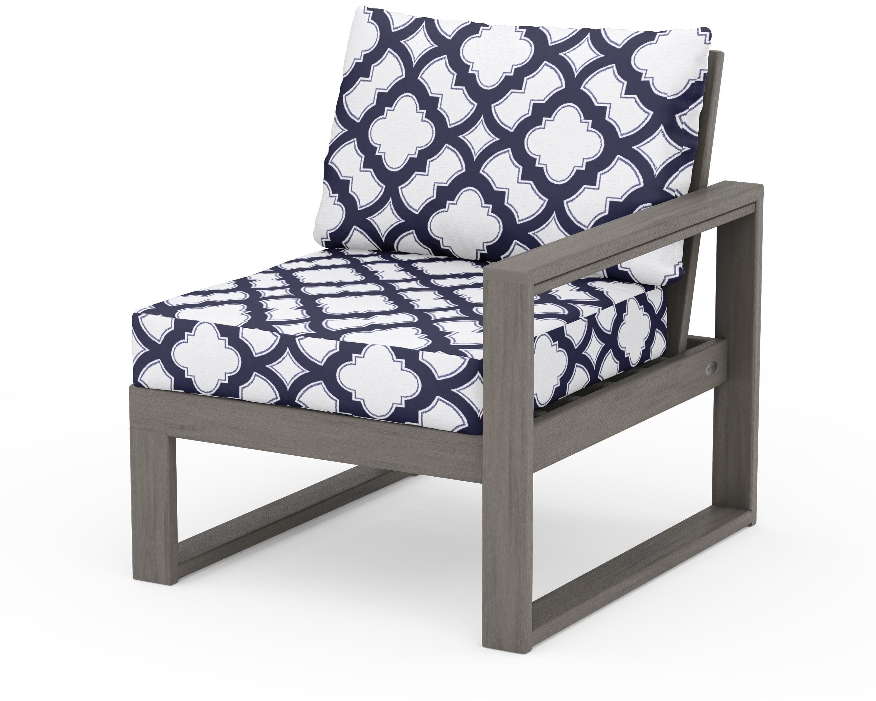 EDGE Modular Right Arm Chair in Driftwood / Trellis Navy