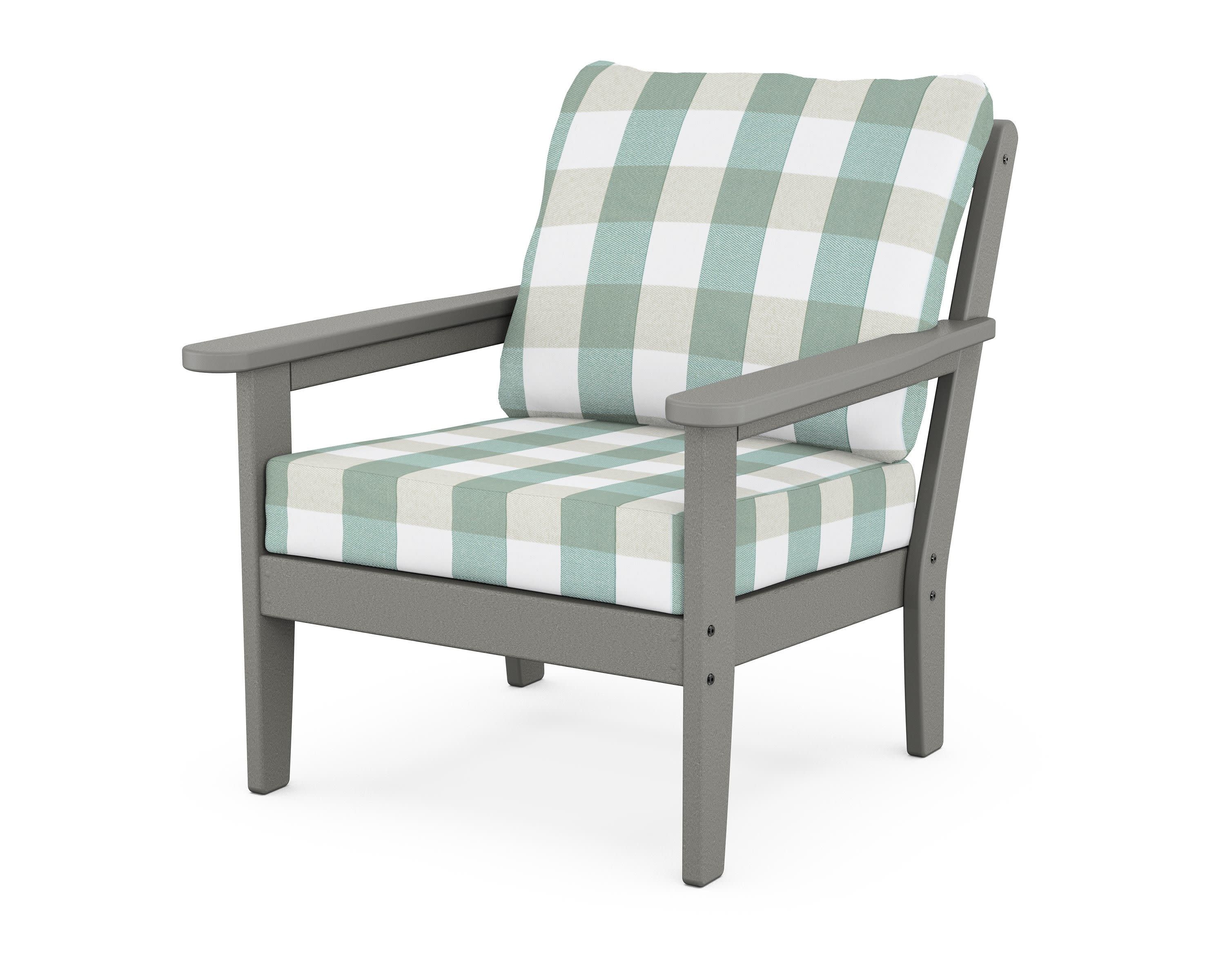 Cottage Deep Seating Chair in Slate Grey / Buffalo Plaid Glacier Spa