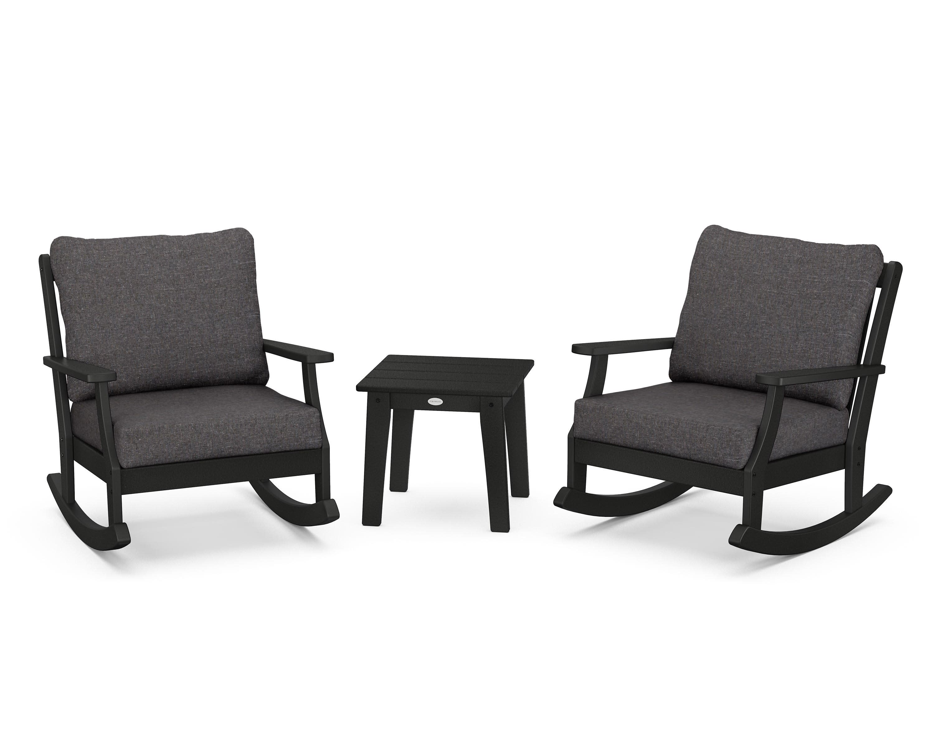 Braxton 3-Piece Deep Seating Rocker Set in Black / Ash Charcoal