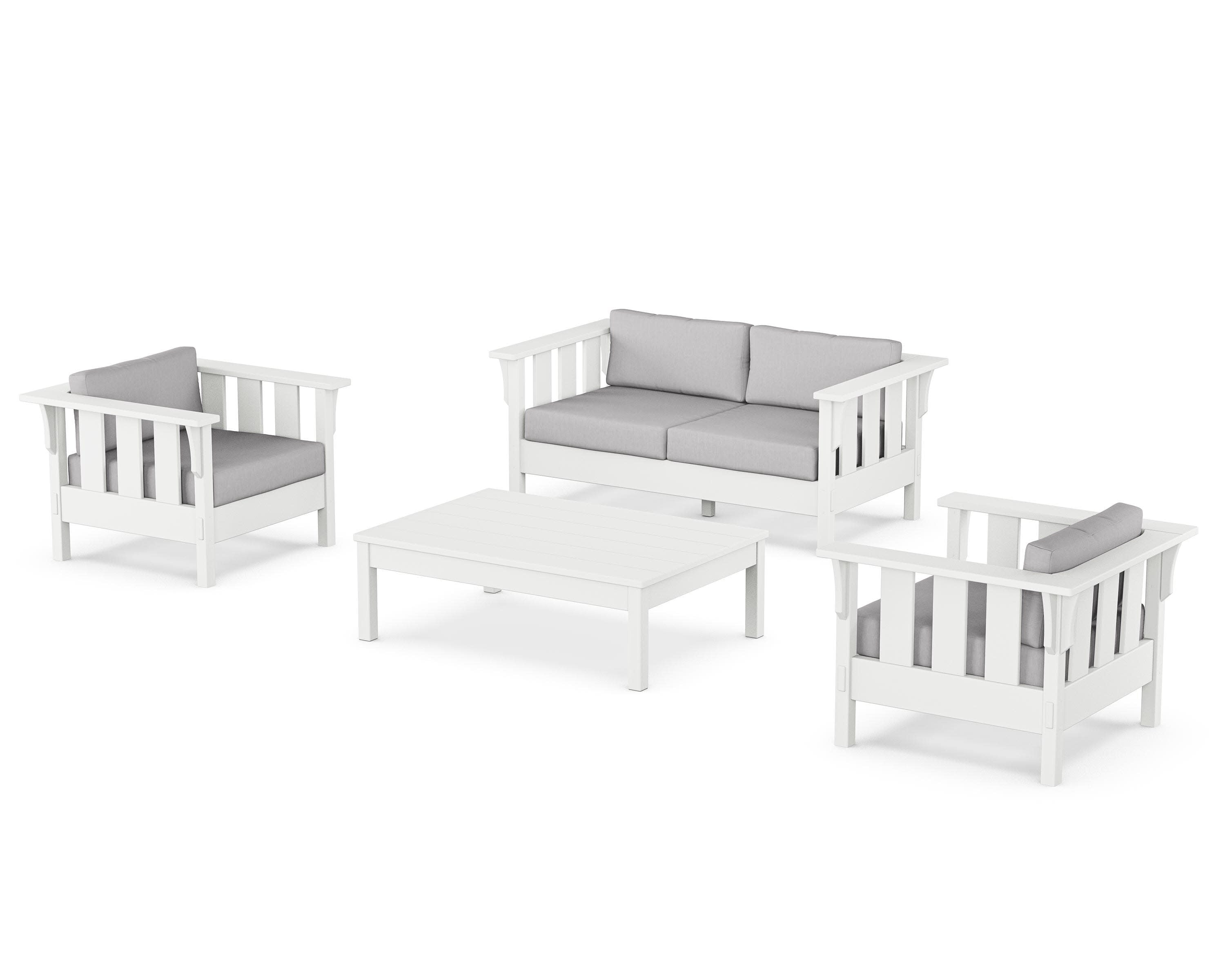 Acadia 4-Piece Deep Seating Set with Loveseat in White / Granite