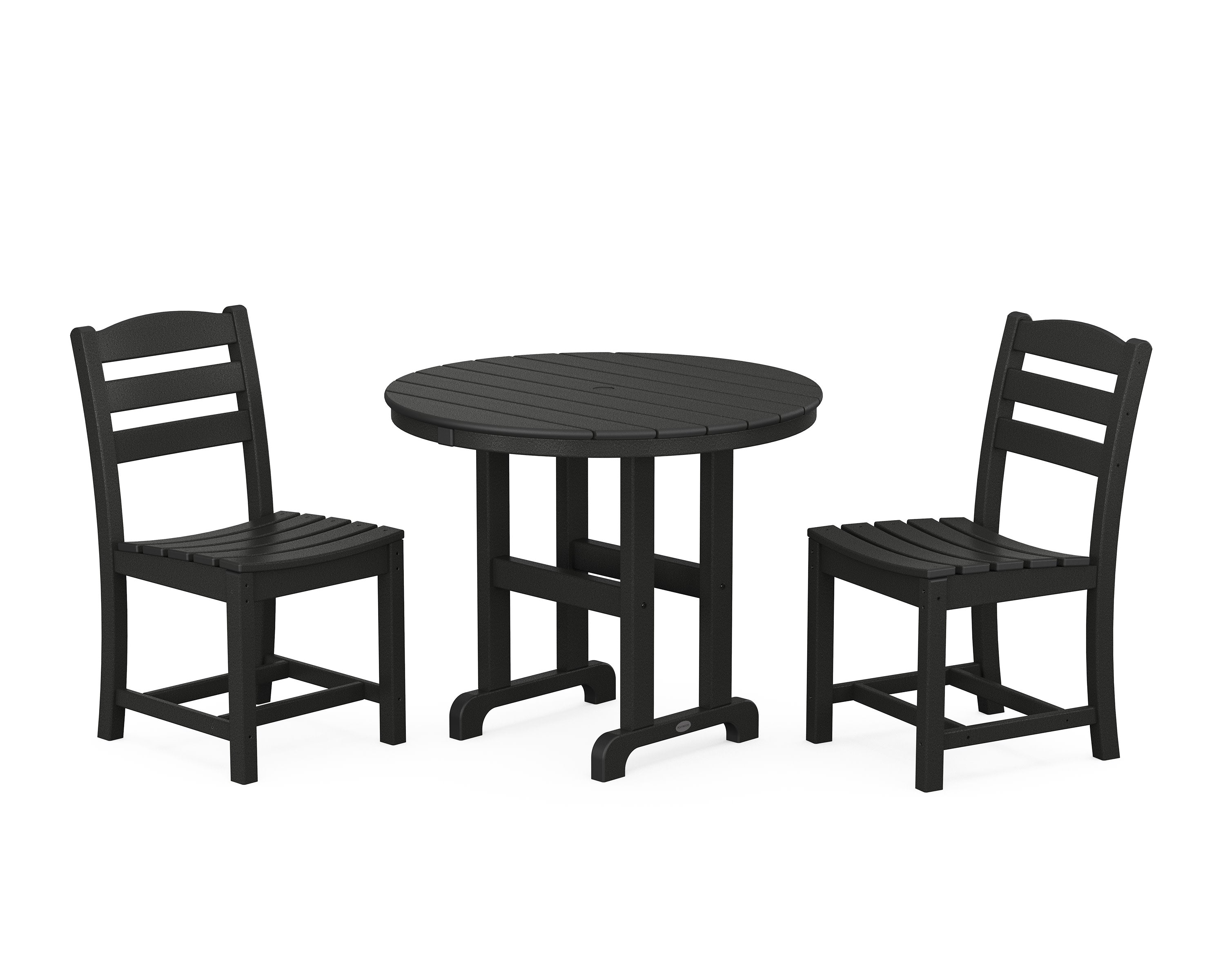 La Casa Caf Side Chair 3-Piece Round Dining Set in Black