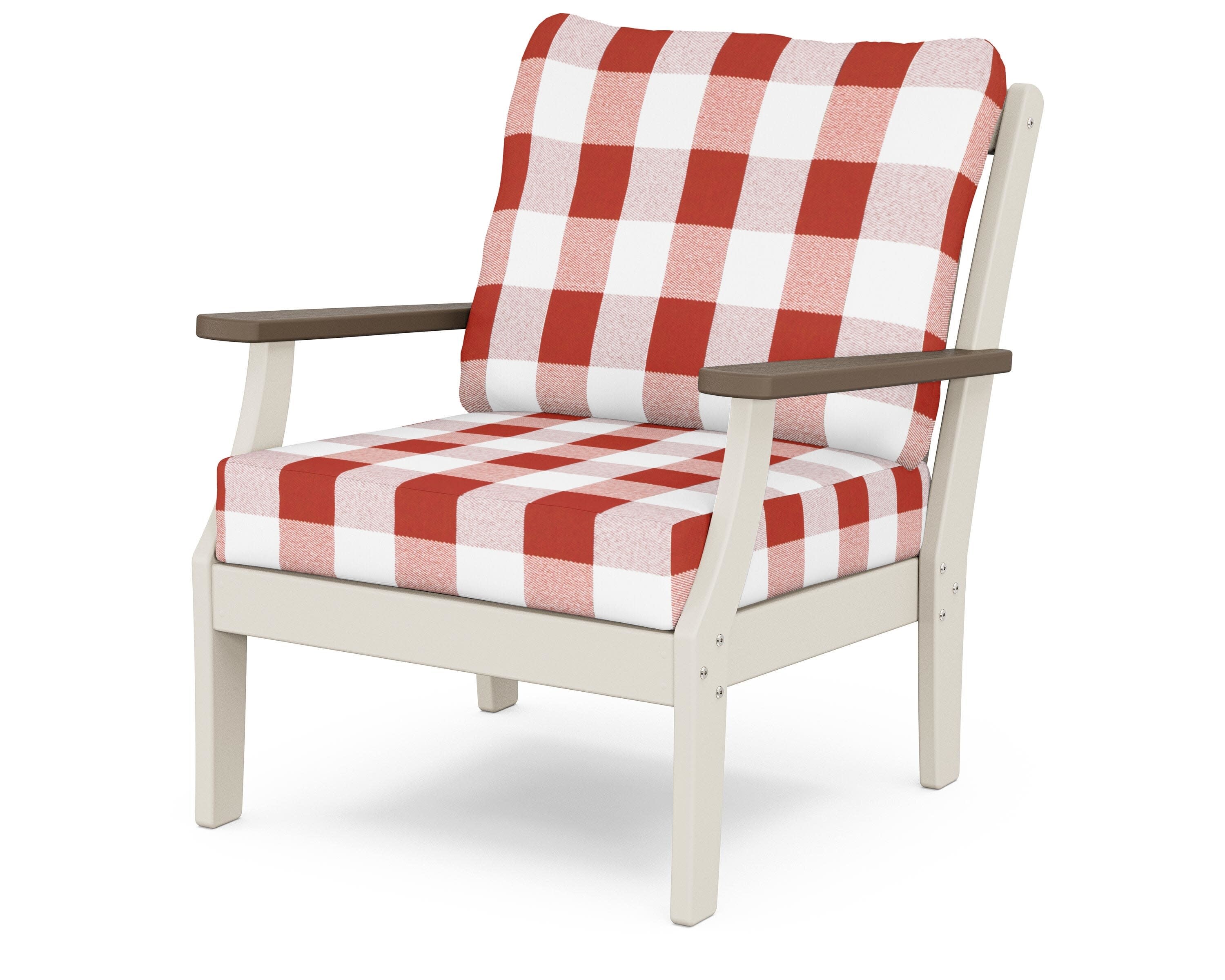 Braxton Deep Seating Chair in Sand / Kona / Buffalo Plaid Crimson