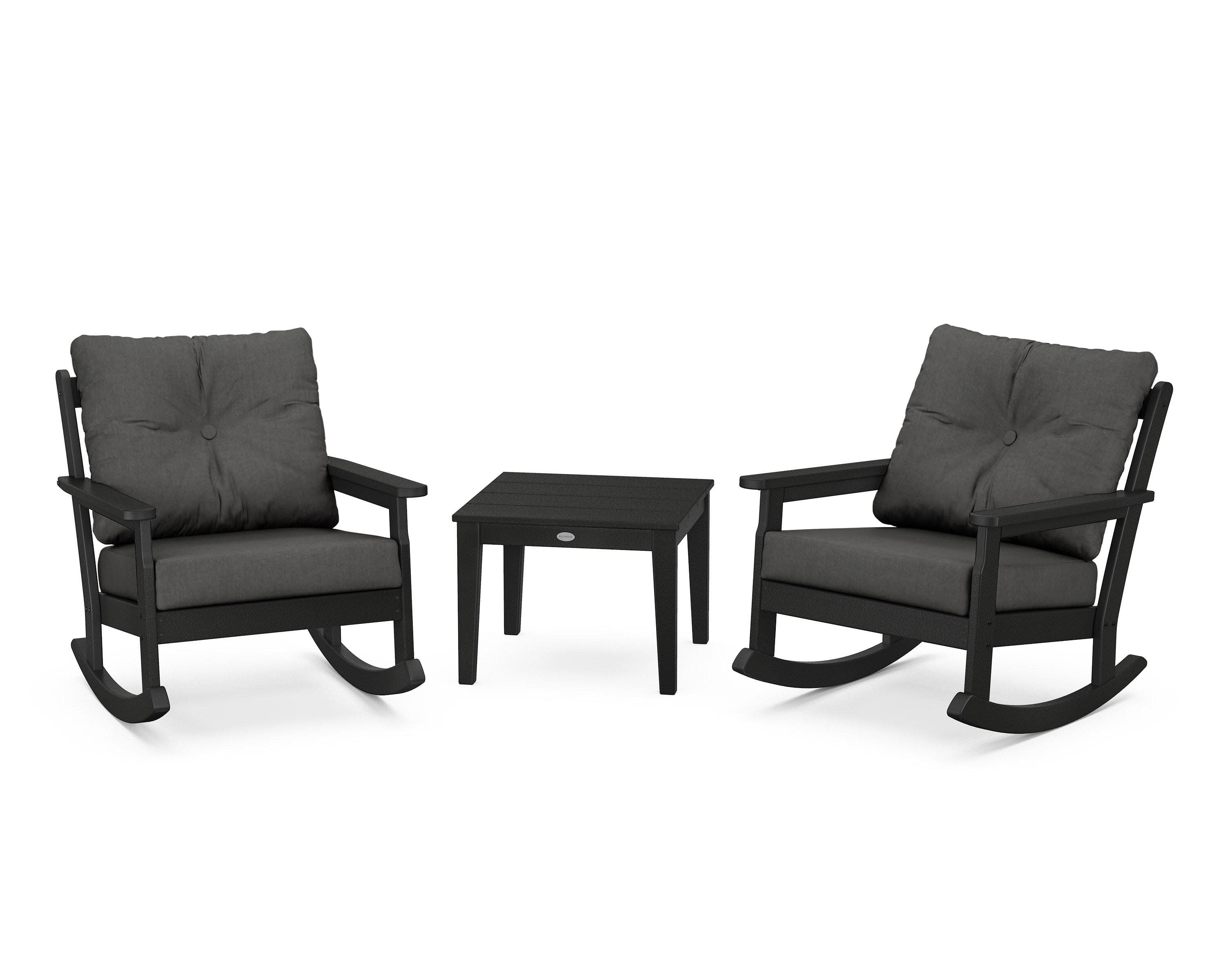 Vineyard 3-Piece Deep Seating Rocker Set in Black / Spectrum Carbon