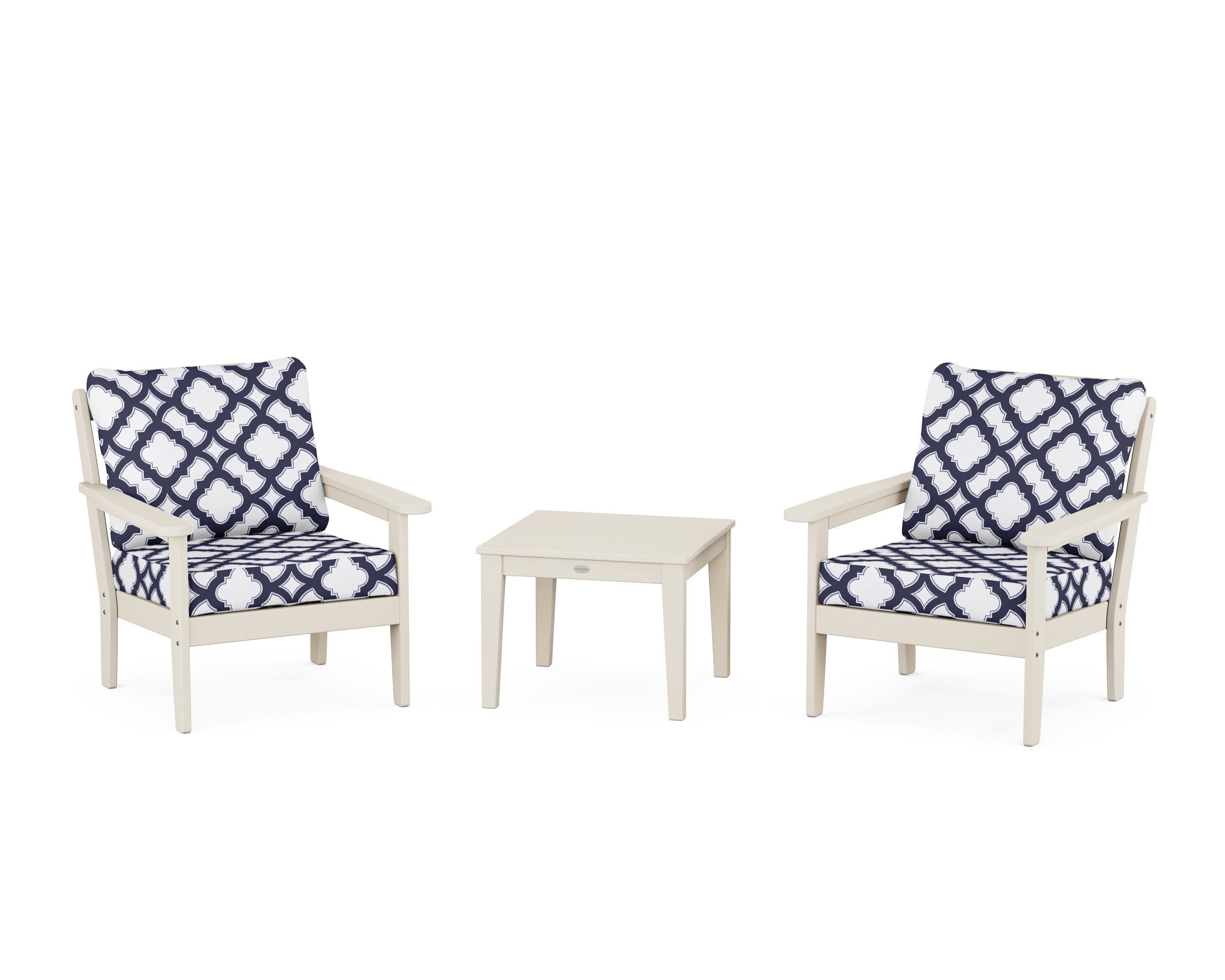 Cottage 3-Piece Deep Seating Set in Sand / Trellis Navy