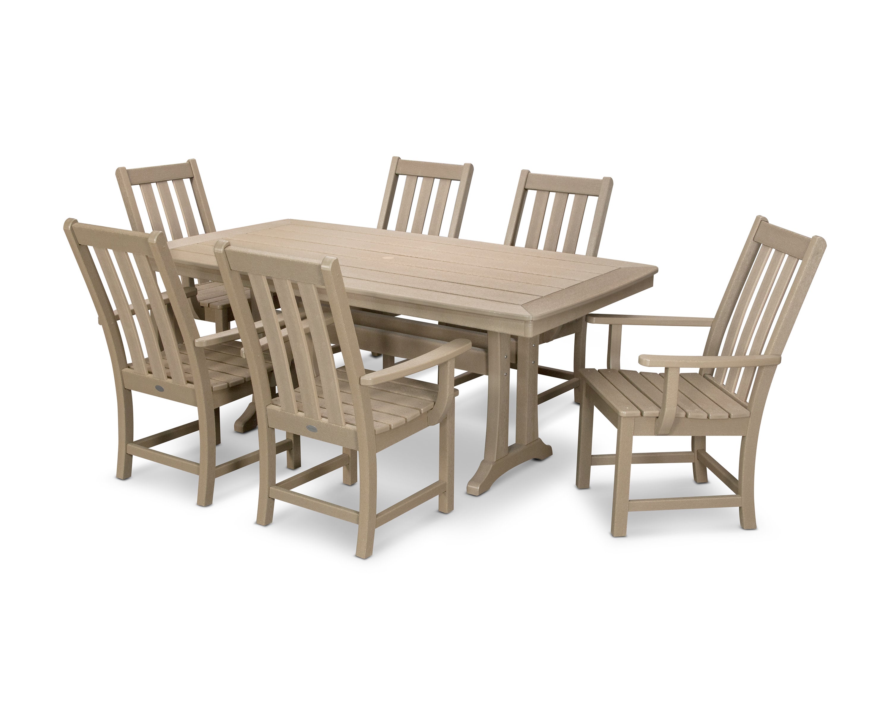 Vineyard 7-Piece Arm Chair Dining Set in Vintage Sahara