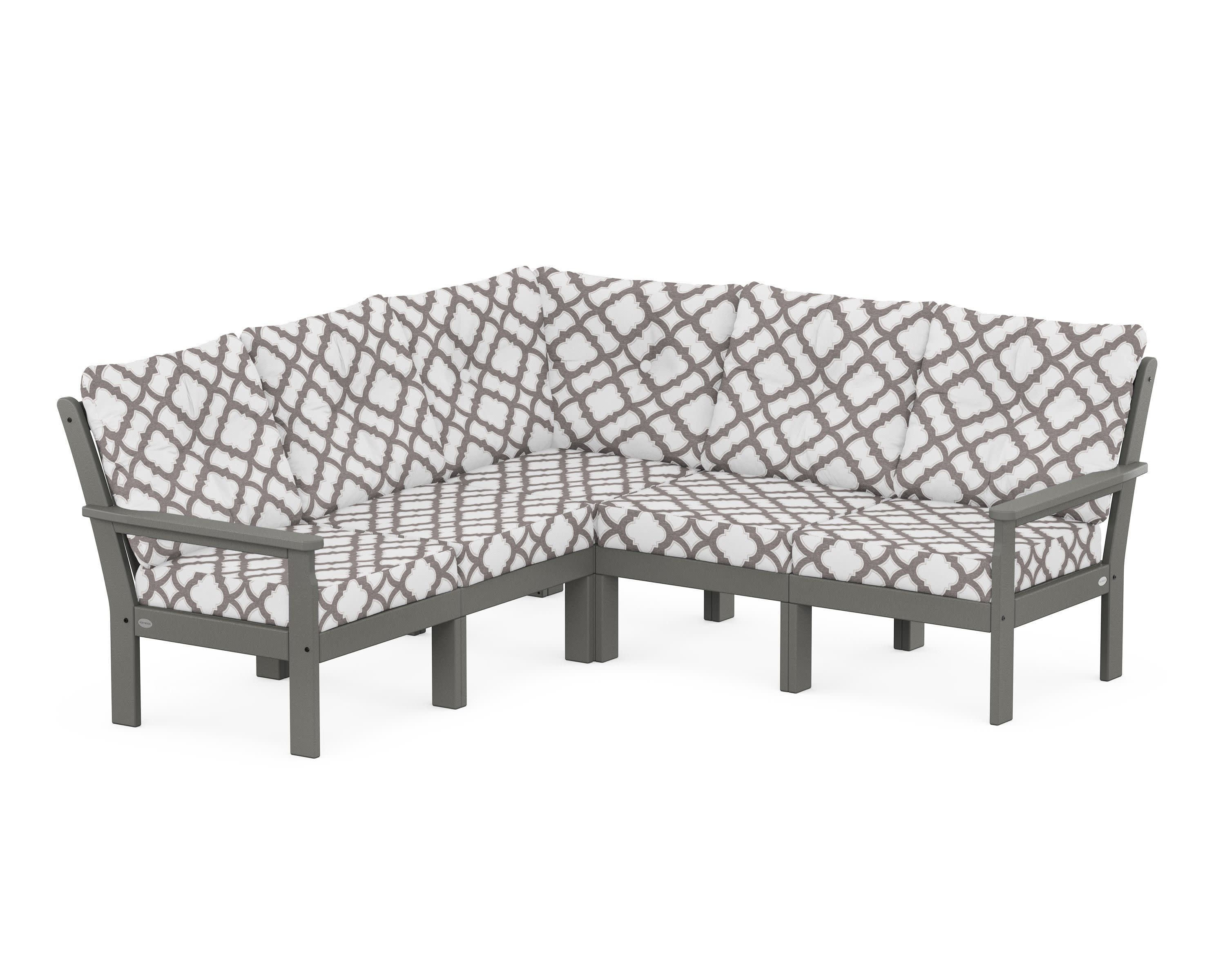 Vineyard 5-Piece Sectional in Slate Grey / Trellis Grey Mist