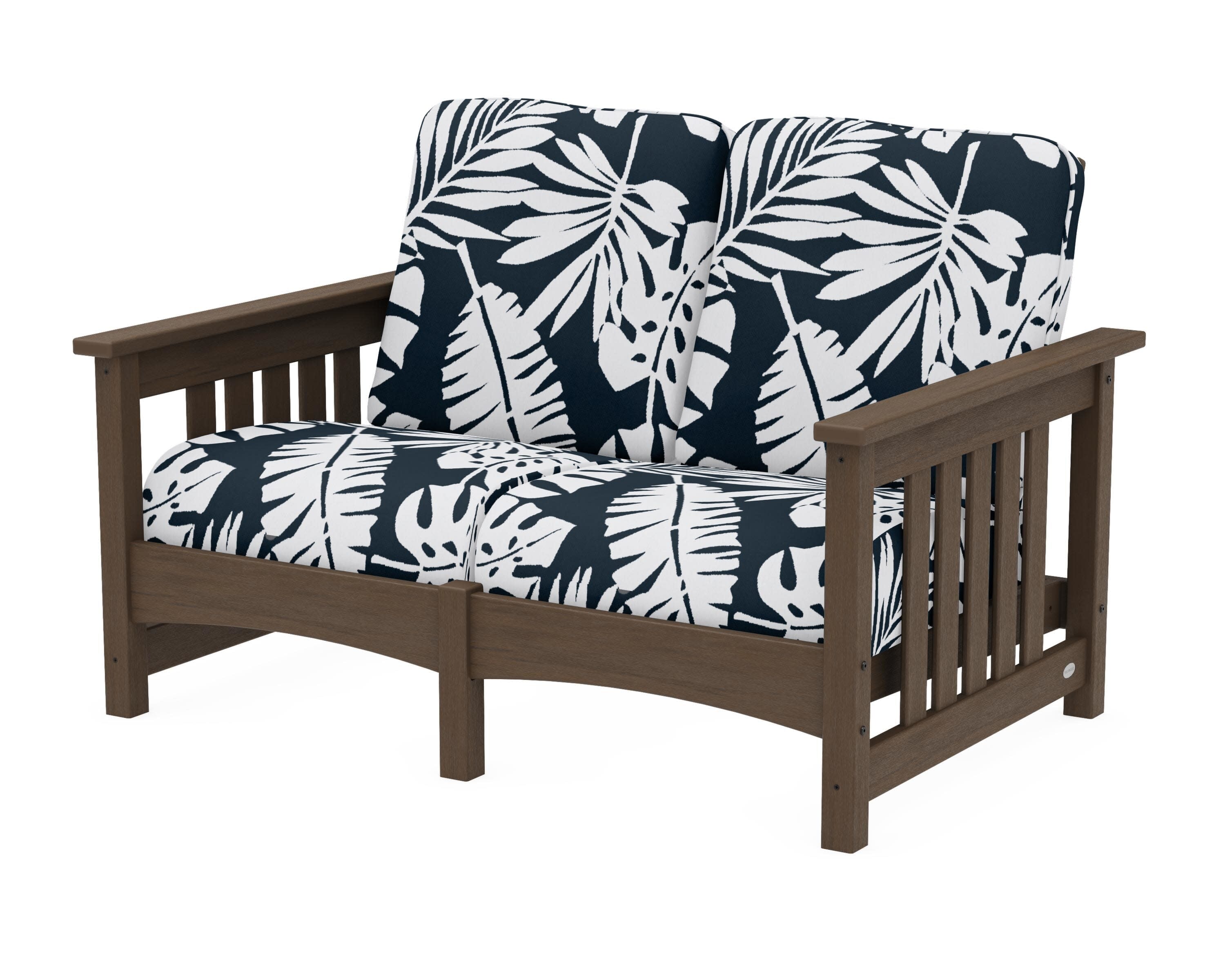 Club Mission Loveseat in Kona / Leaf Marine Indigo