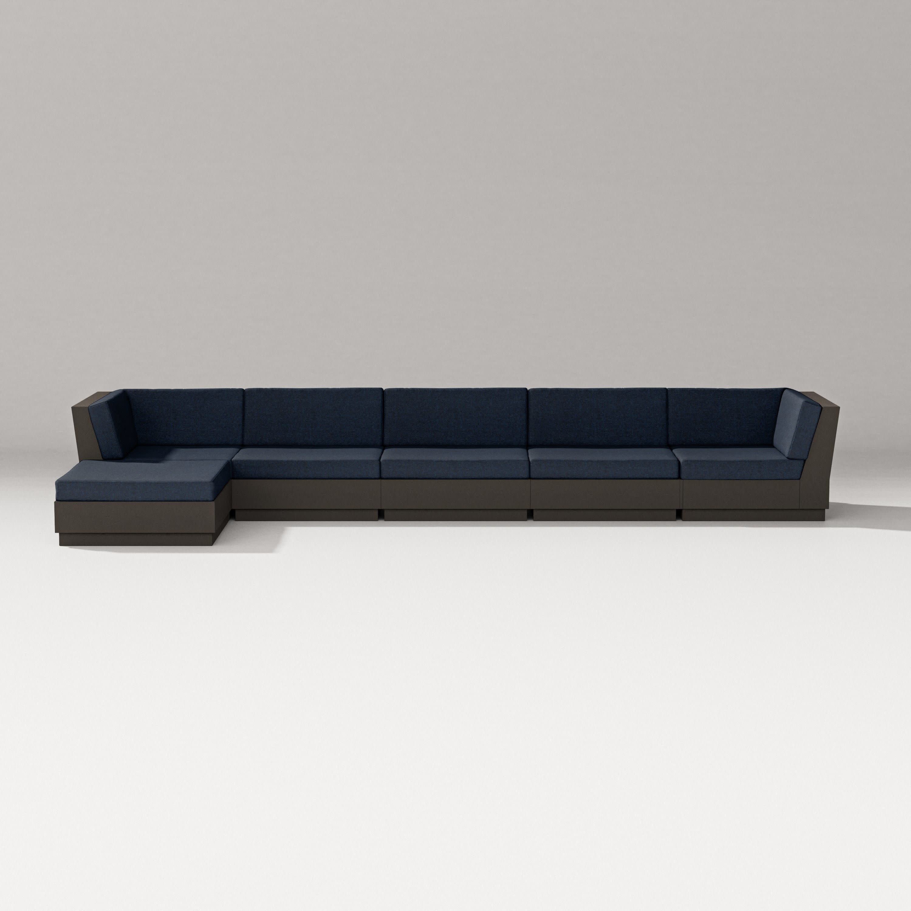 Elevate 6-Piece Chaise Sectional in Vintage Coffee / Marine Indigo