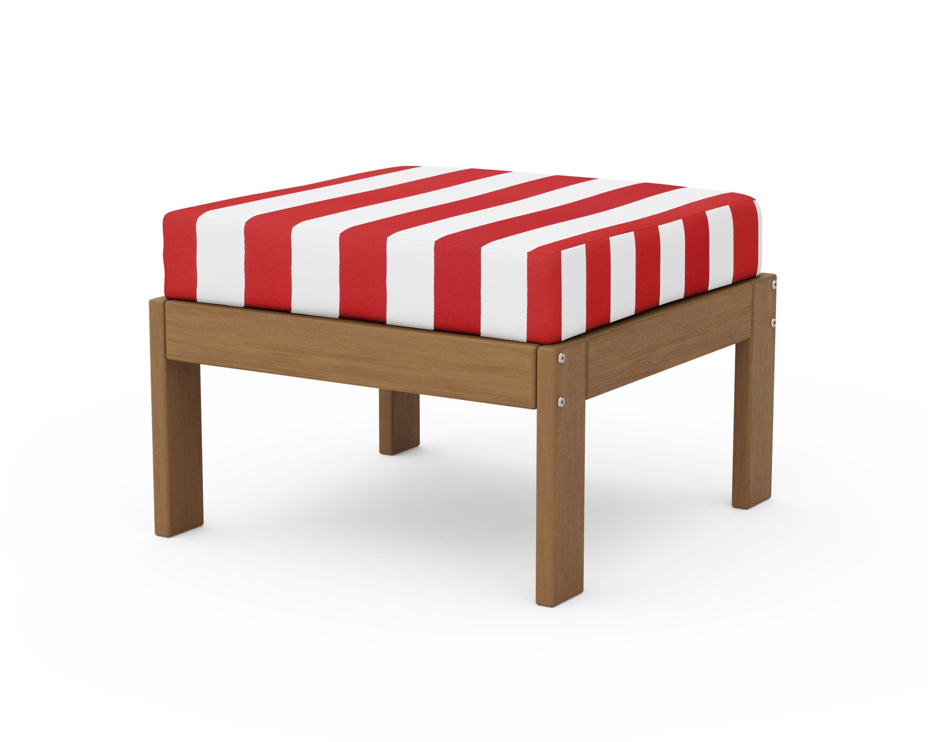 Vineyard Modular Ottoman in Natural / Cabana Stripe Crimson