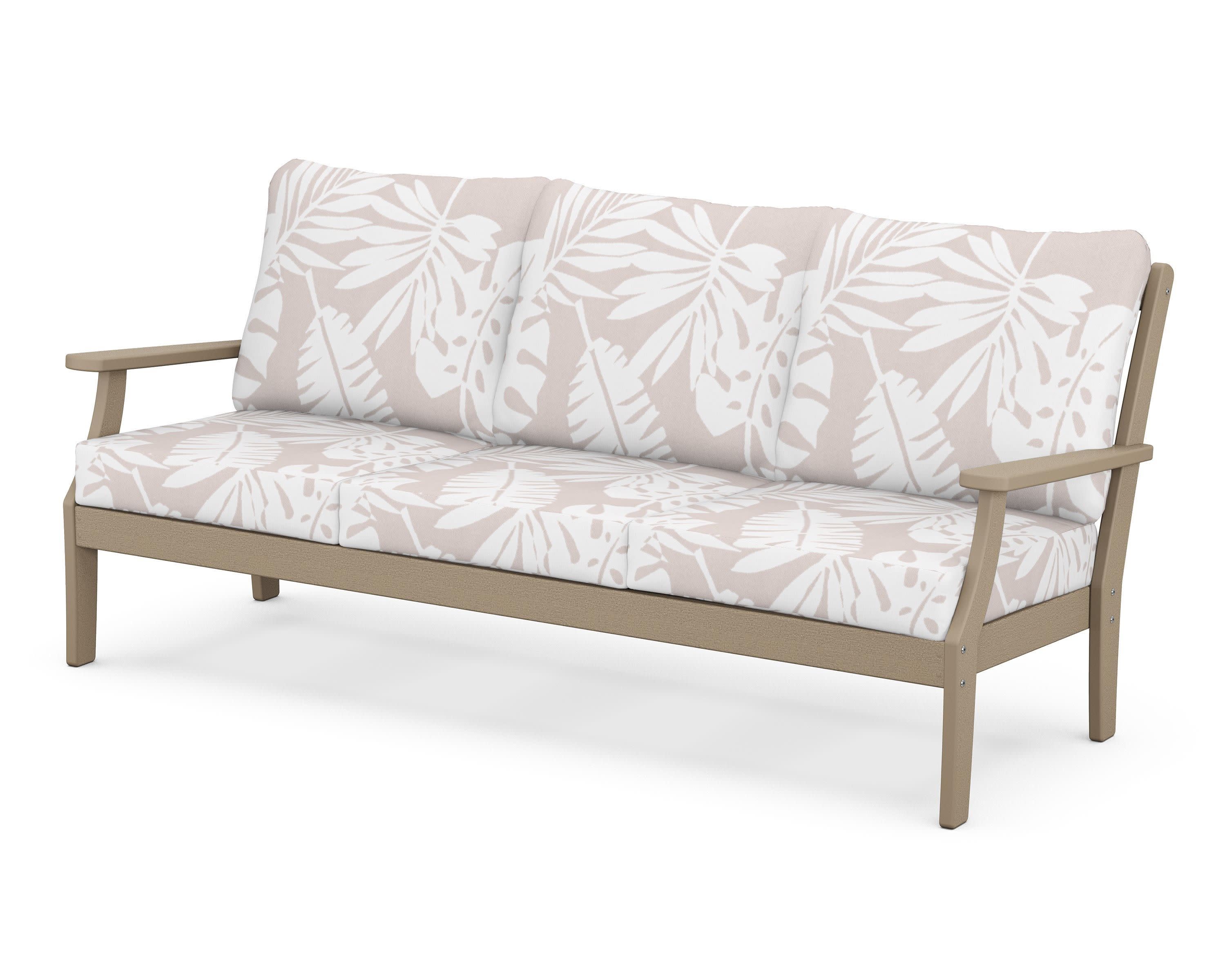 Braxton Deep Seating Sofa in Vintage Sahara / Leaf Dune Burlap
