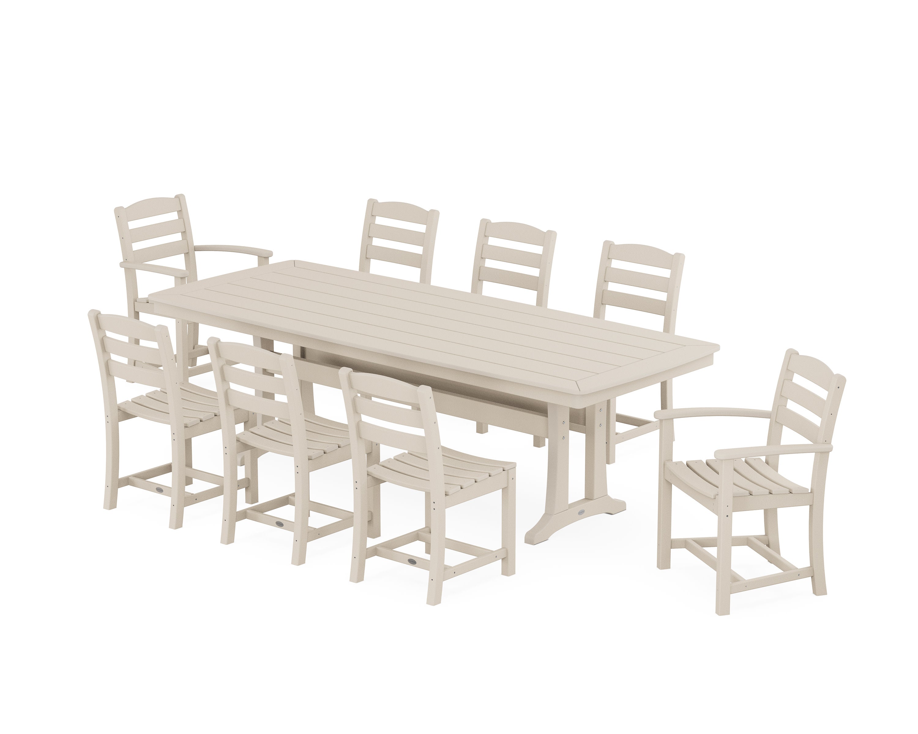 La Casa Caf 9-Piece Dining Set with Trestle Legs in Sand