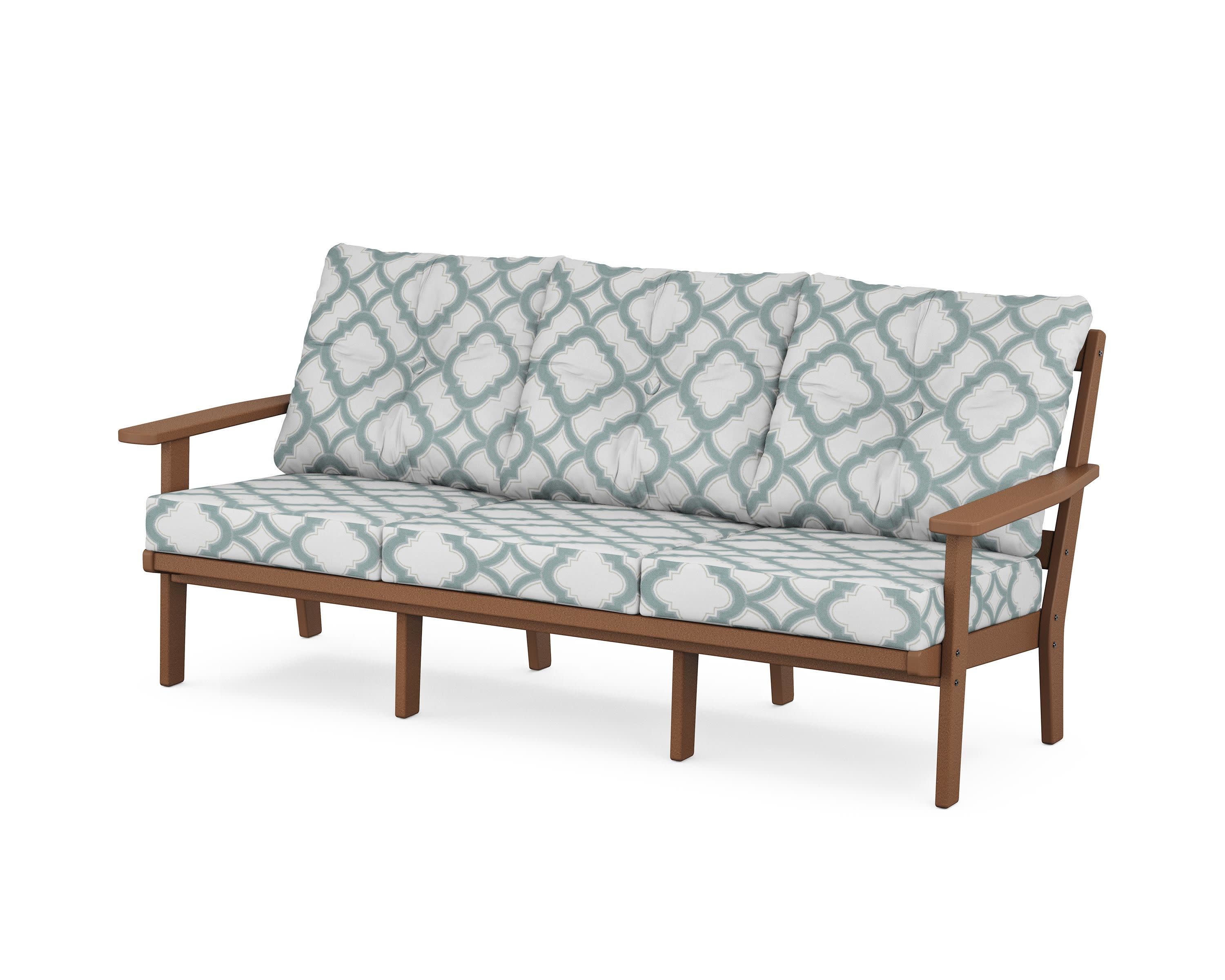 Oxford Deep Seating Sofa in Teak / Trellis Glacier Spa