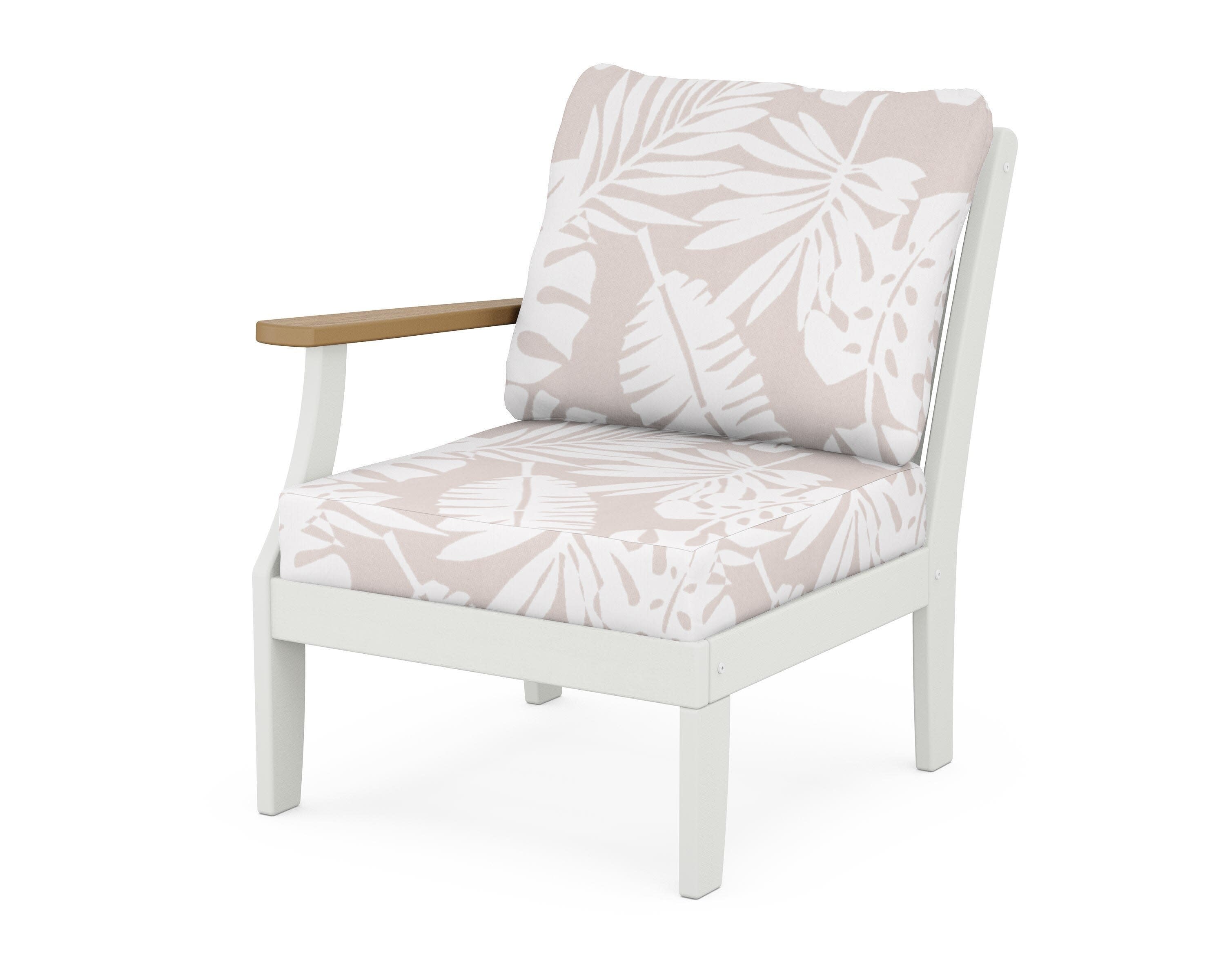 Braxton Modular Left Arm Chair in White / Natural / Leaf Dune Burlap