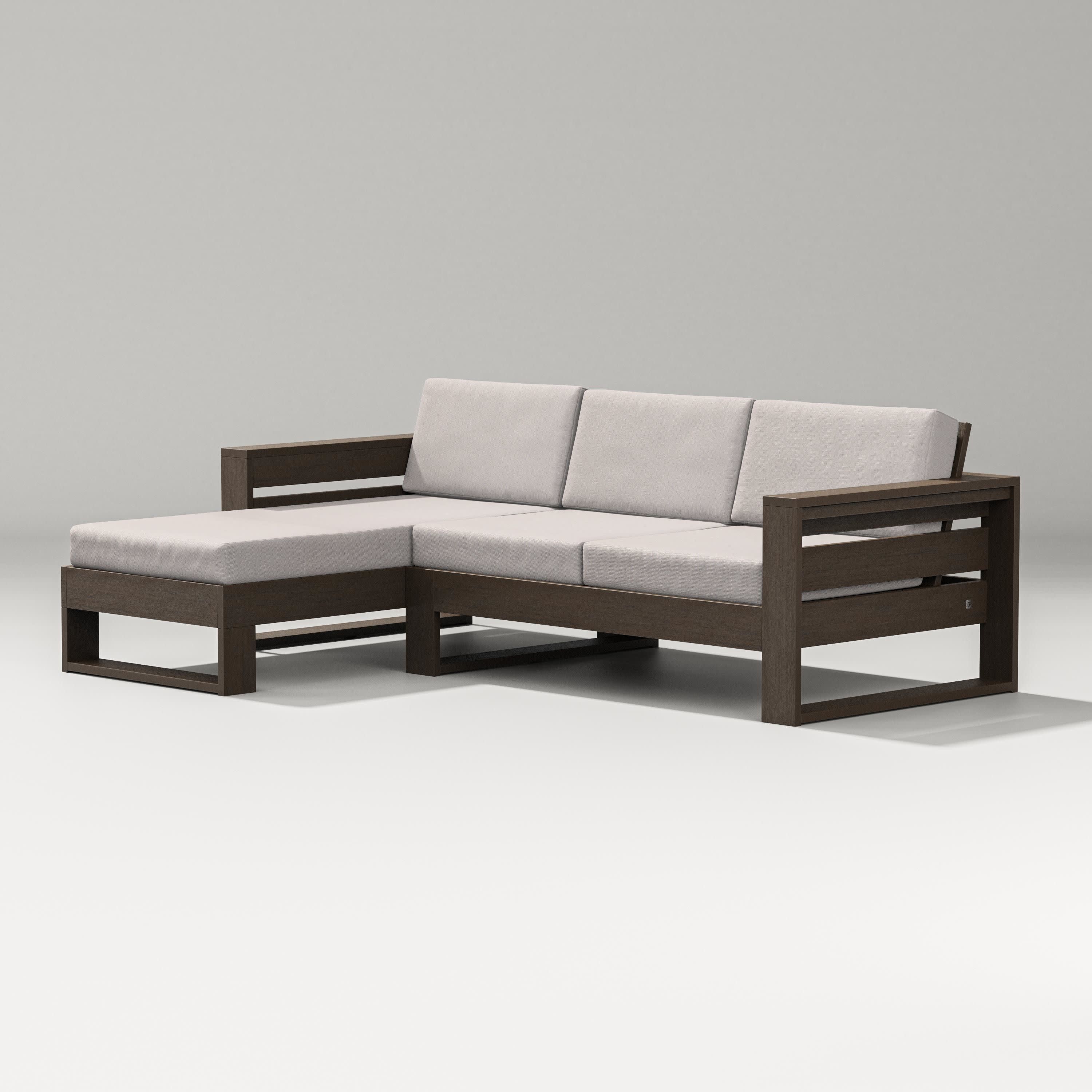 Latitude Left Chaise Sectional in Kona / Dune Burlap
