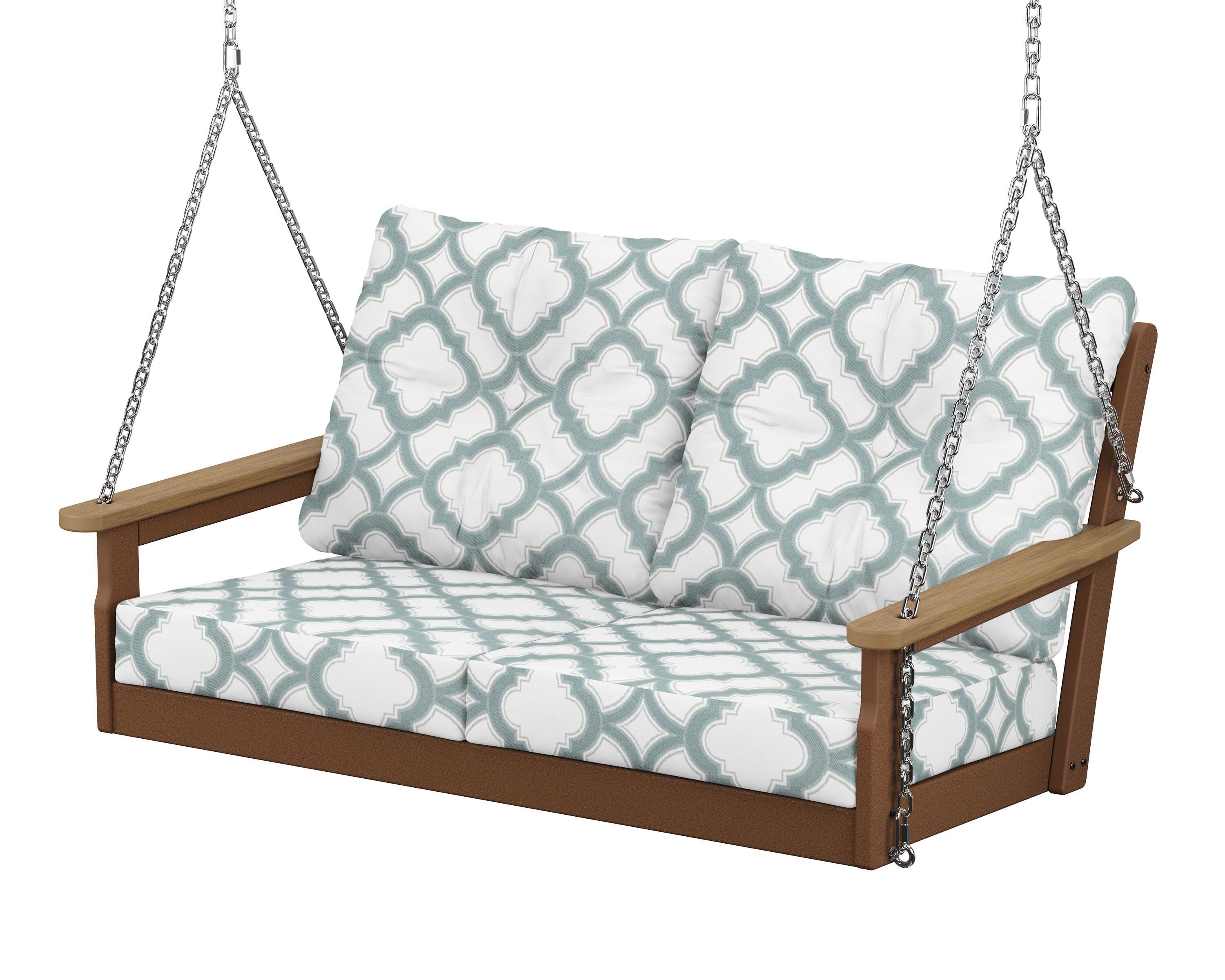 Vineyard Deep Seating Swing in Teak / Natural / Trellis Glacier Spa