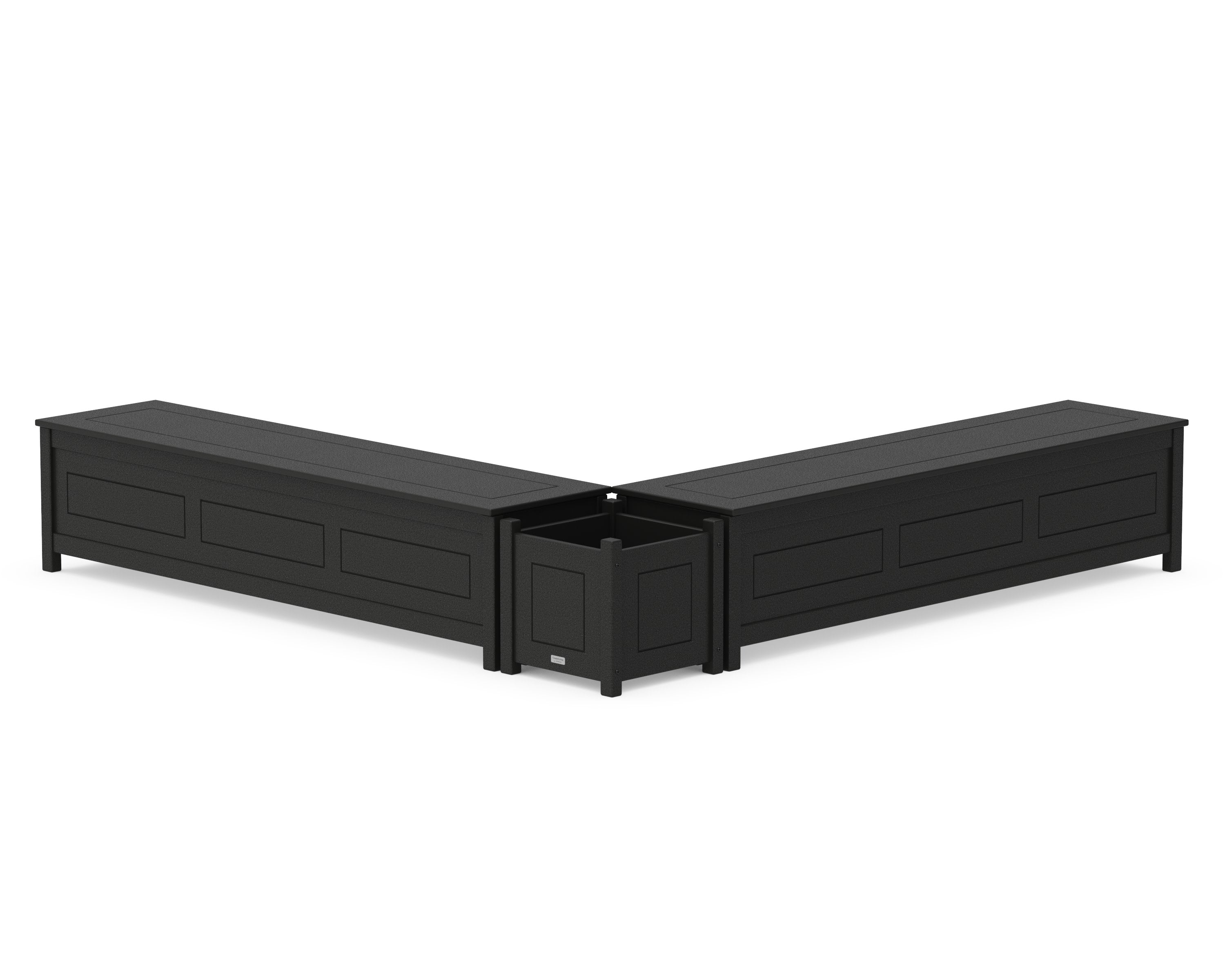 72" Country Living L- Shaped Planter Storage Bench Set in Black
