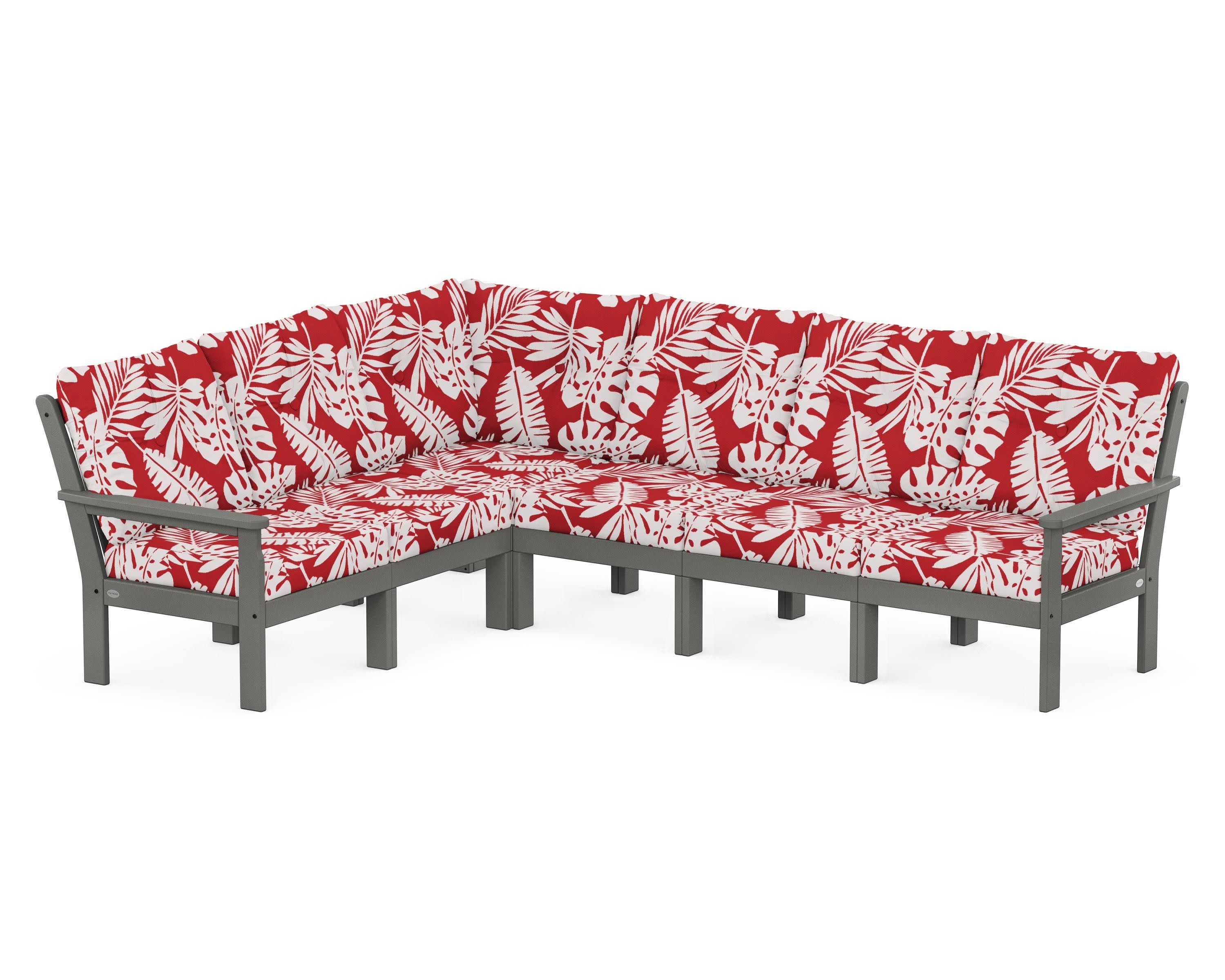 Vineyard 6-Piece Sectional in Slate Grey / Leaf Crimson