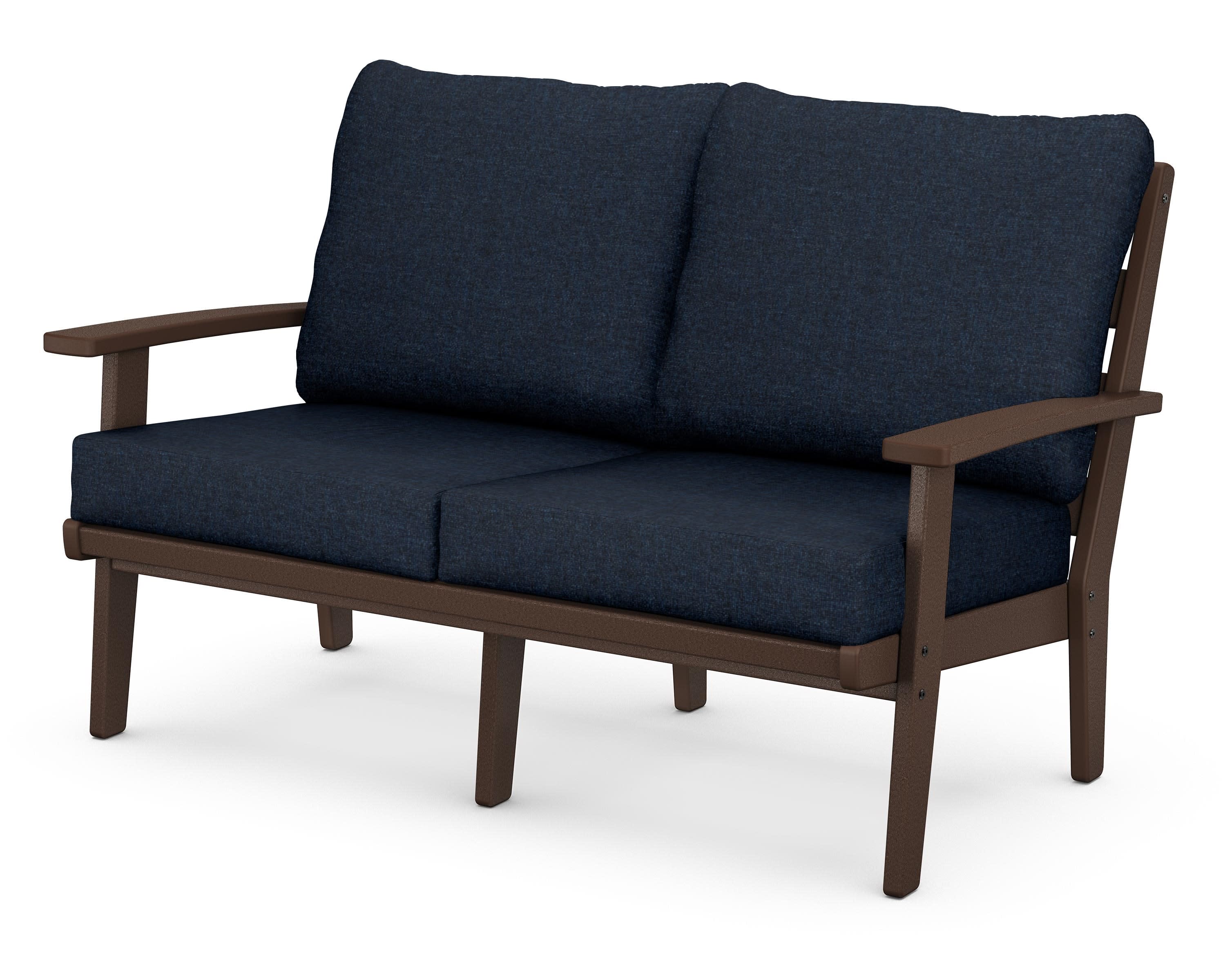 Grant Park Deep Seating Loveseat in Mahogany / Marine Indigo