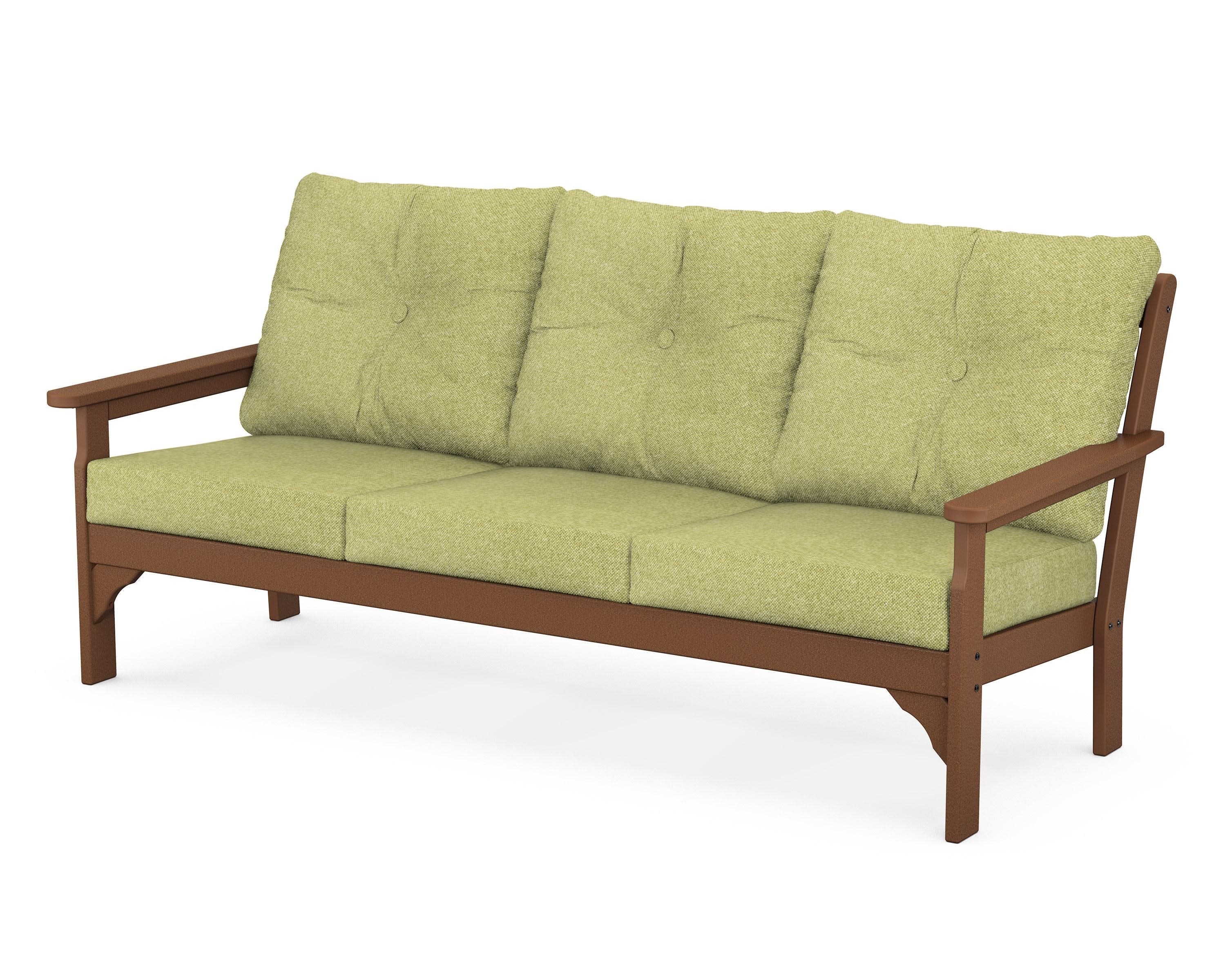 Vineyard Deep Seating Sofa in Teak / Chartreuse Boucle