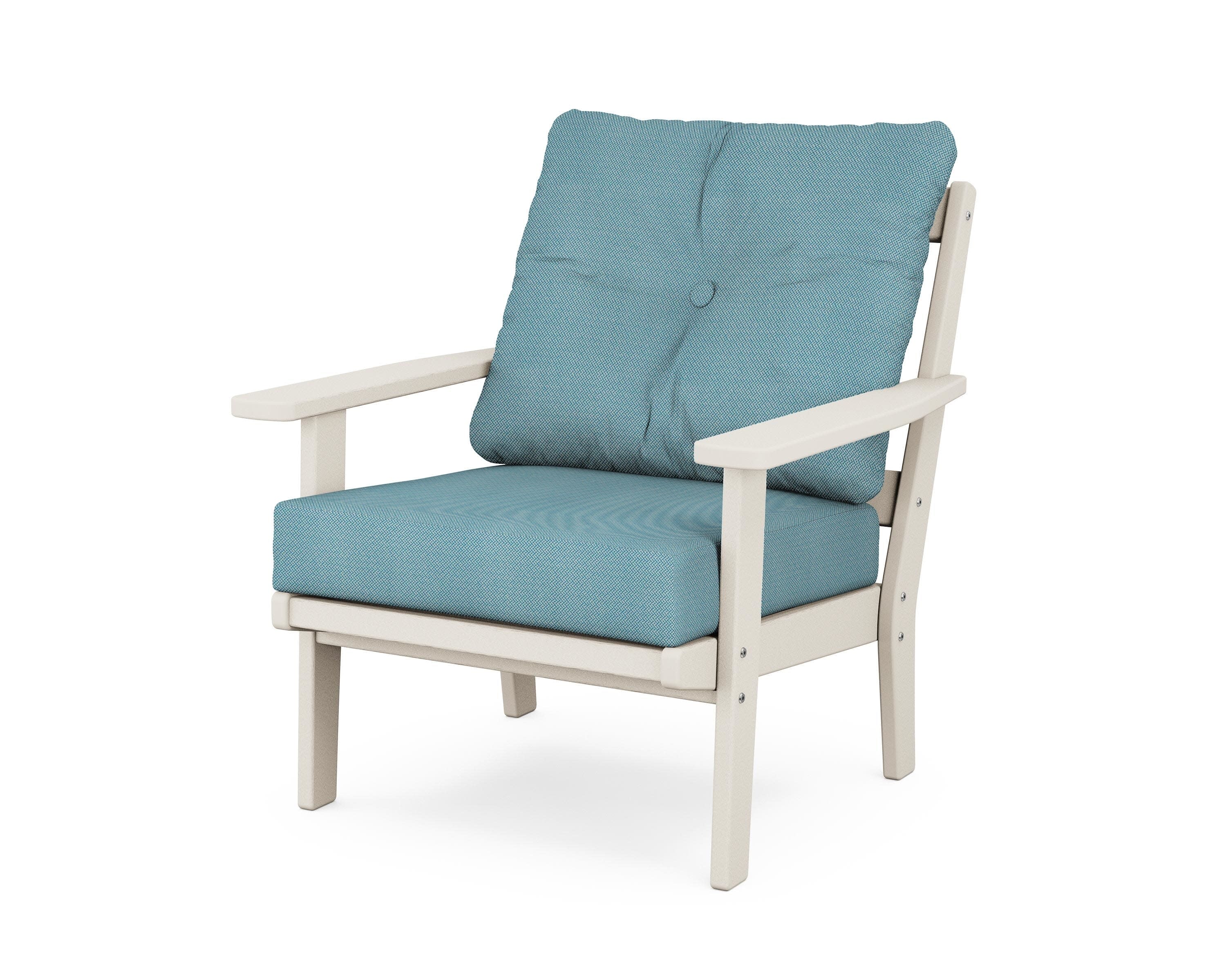 Prairie Deep Seating Chair in Sand / Lattice Sky Blue