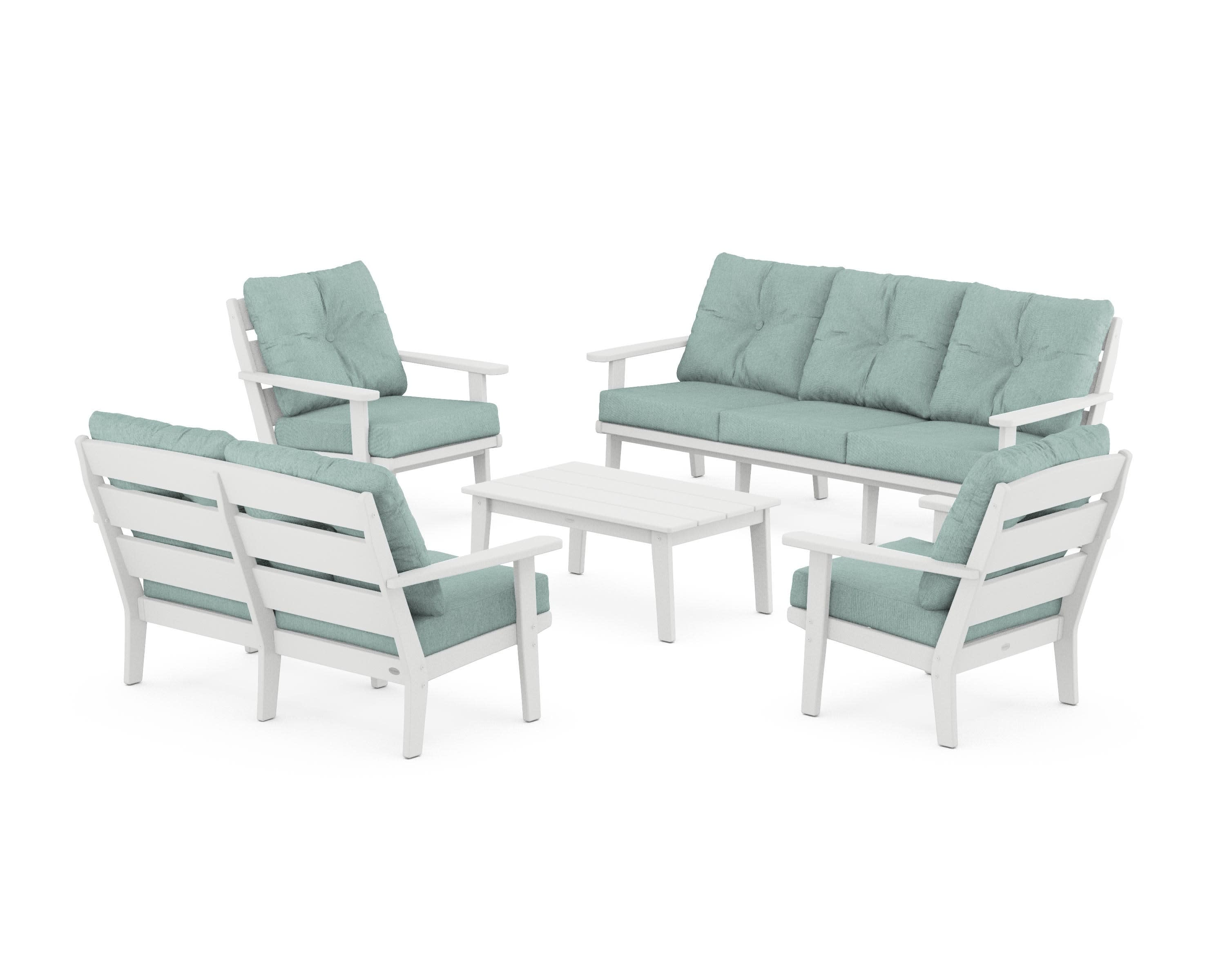 Lakeside 5-Piece Lounge Sofa Set in White / Glacier Spa
