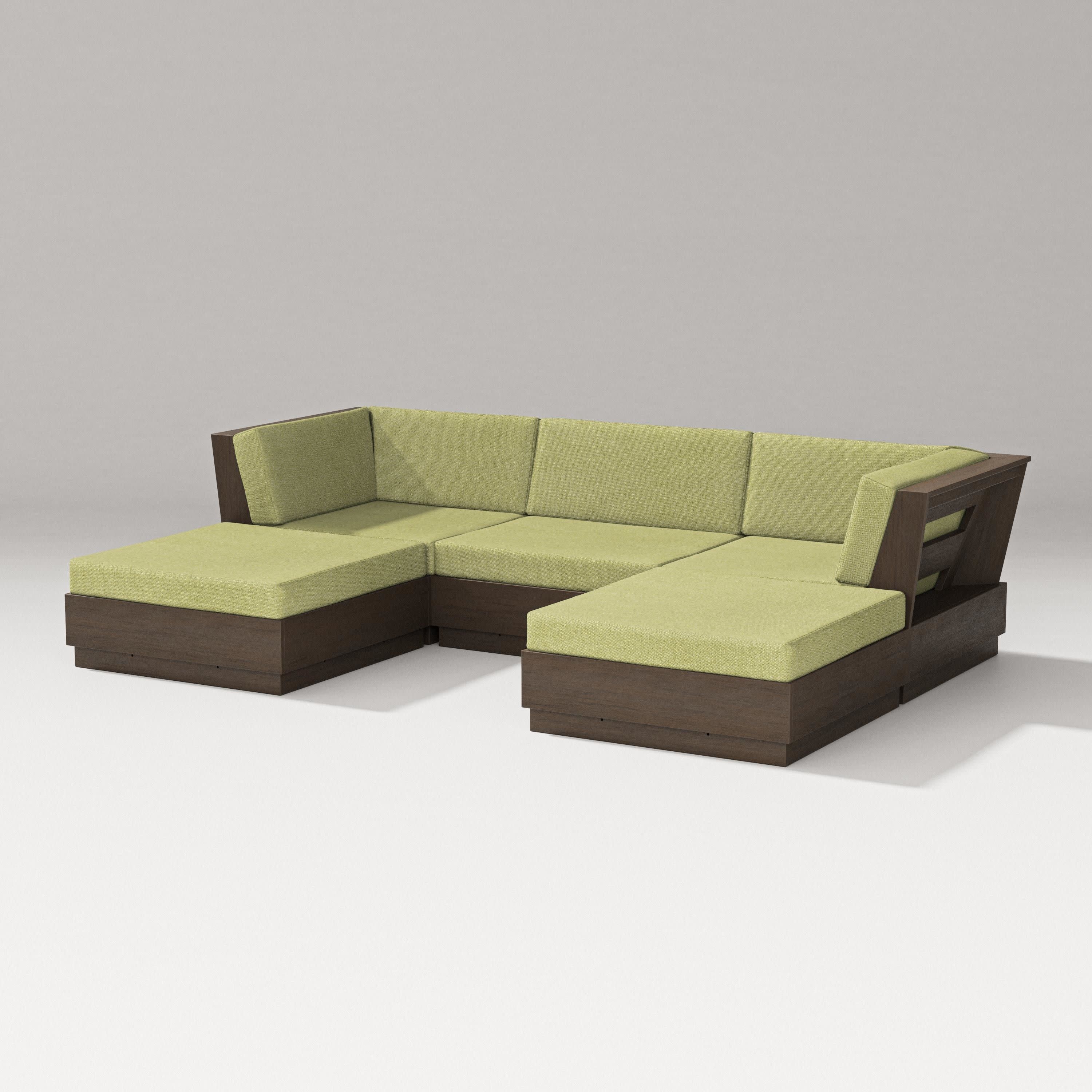 Elevate Double Chaise Sectional in Kona / Chartreuse Boucle